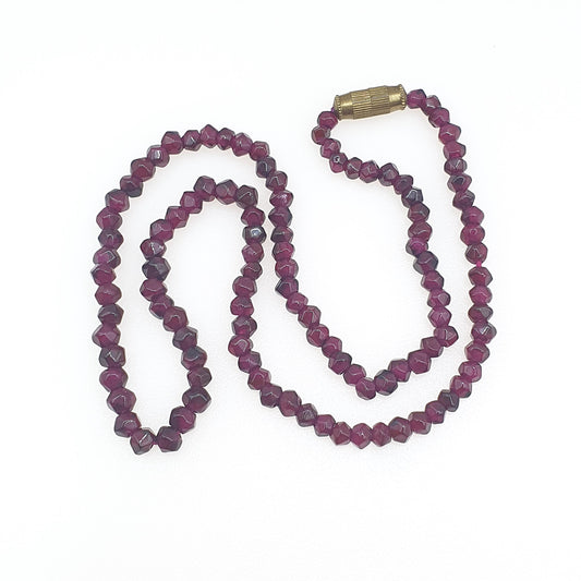 Antique Art Deco Garnet Bead Necklace Womens Jewellery Jewelry Vintage Gemstone Hand Cut