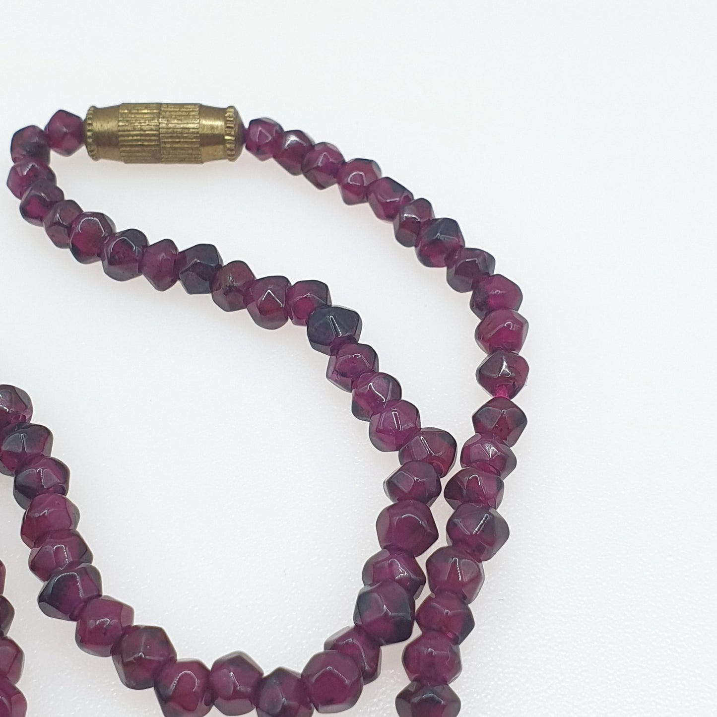 Antique Art Deco Garnet Bead Necklace Womens Jewellery Jewelry Vintage Gemstone Hand Cut