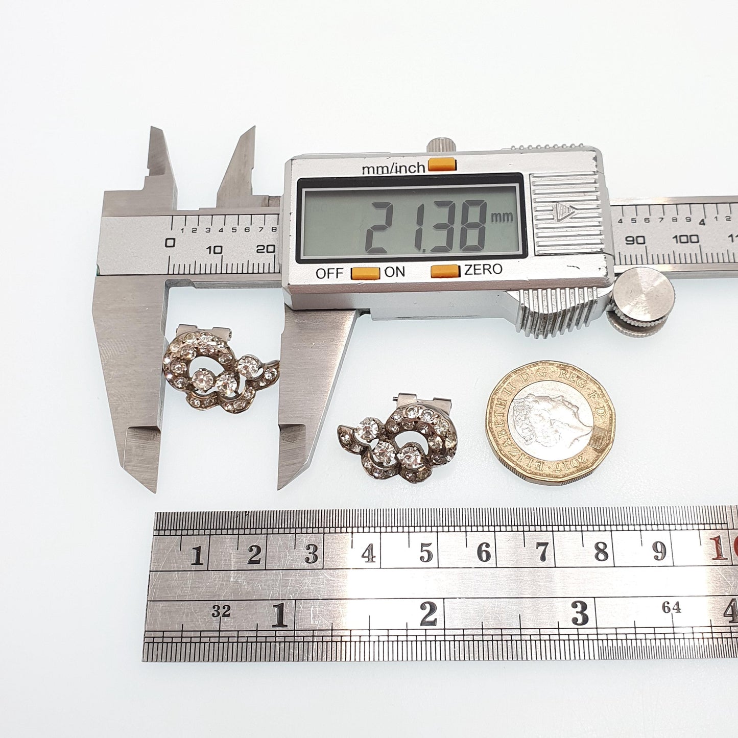 Antique Solid Silver Diamond Paste Earrings Art Deco Clip On French 1920s Vintage Sparkly Flapper Jewelry Jewellery