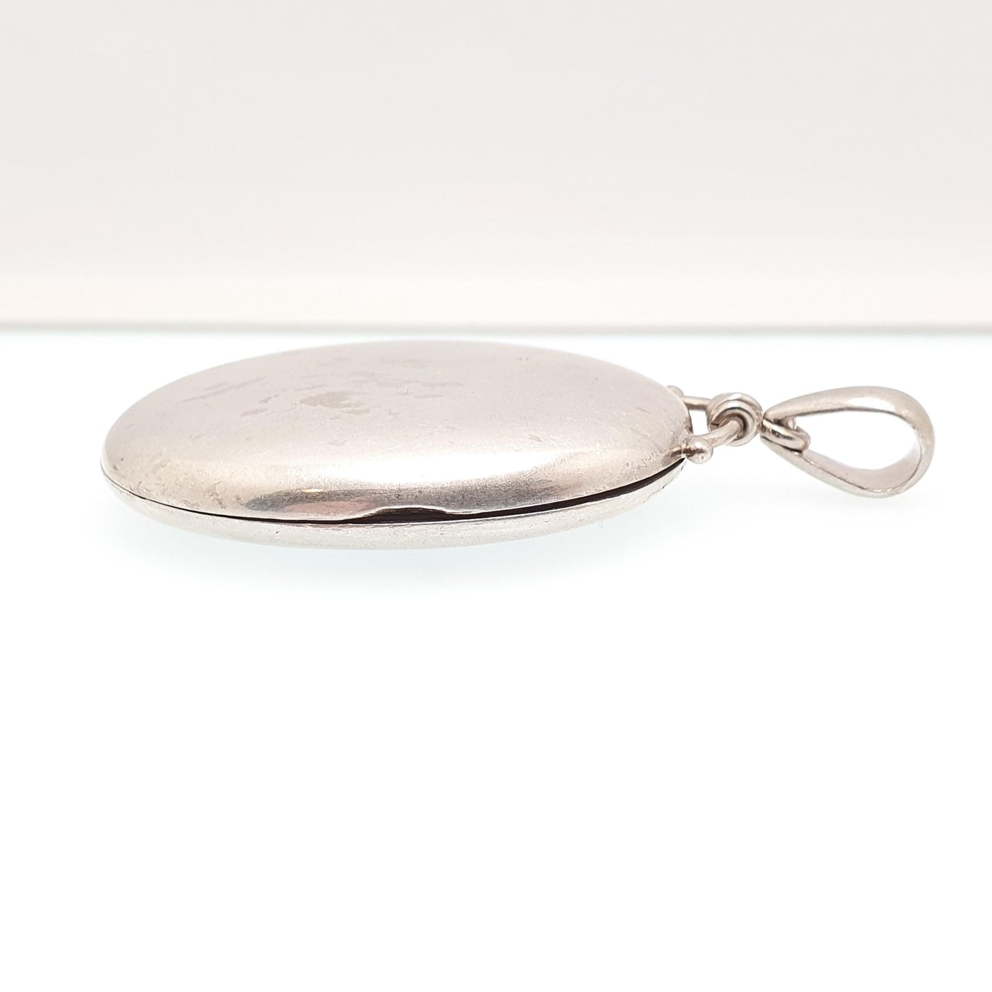 Antique Victorian Solid Silver Locket Smooth Polished Plain Blank Big Large Oval Necklace Pendant Vintage Jewellery Jewelry