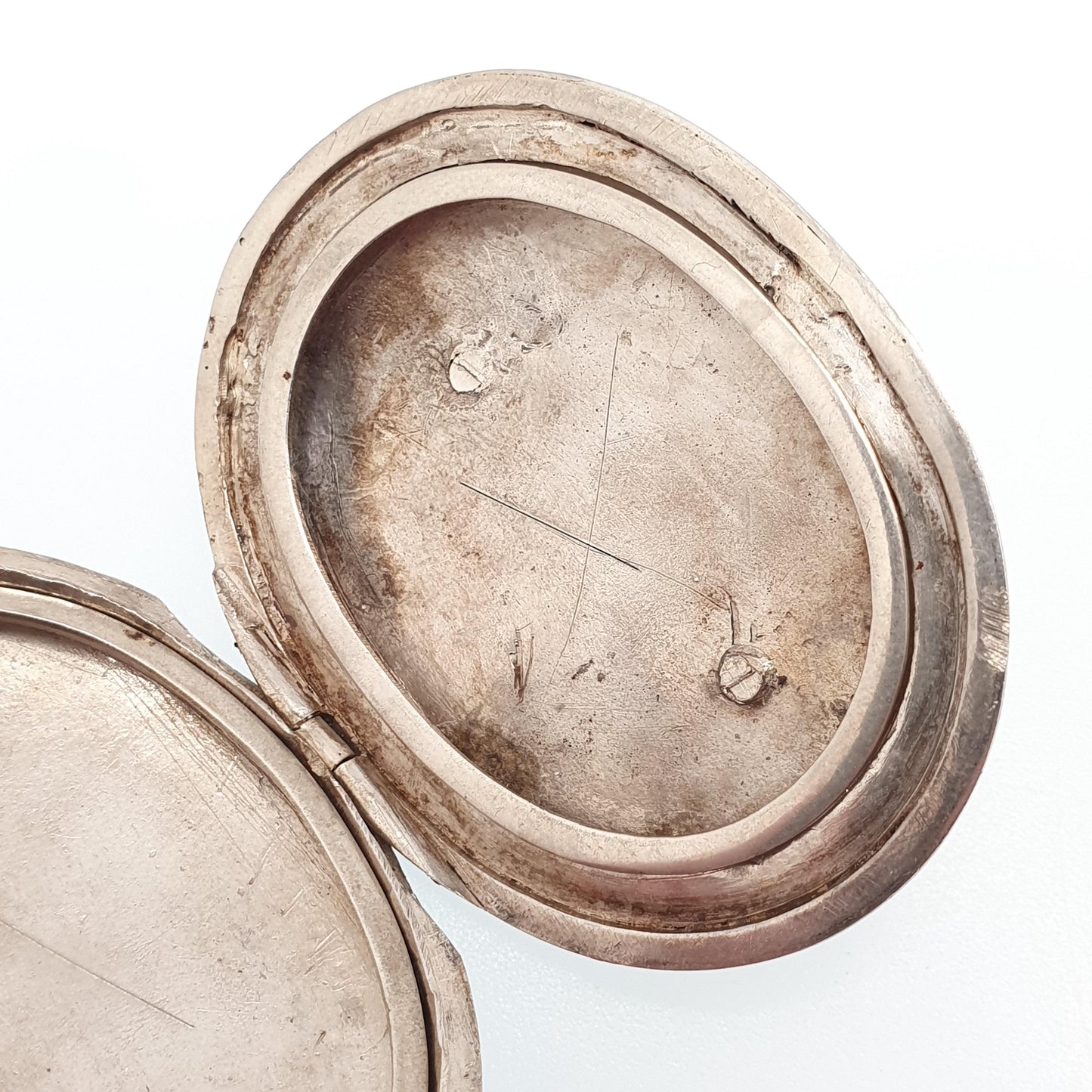 Antique Victorian Solid Silver Locket Smooth Polished Plain Blank Big Large Oval Necklace Pendant Vintage Jewellery Jewelry