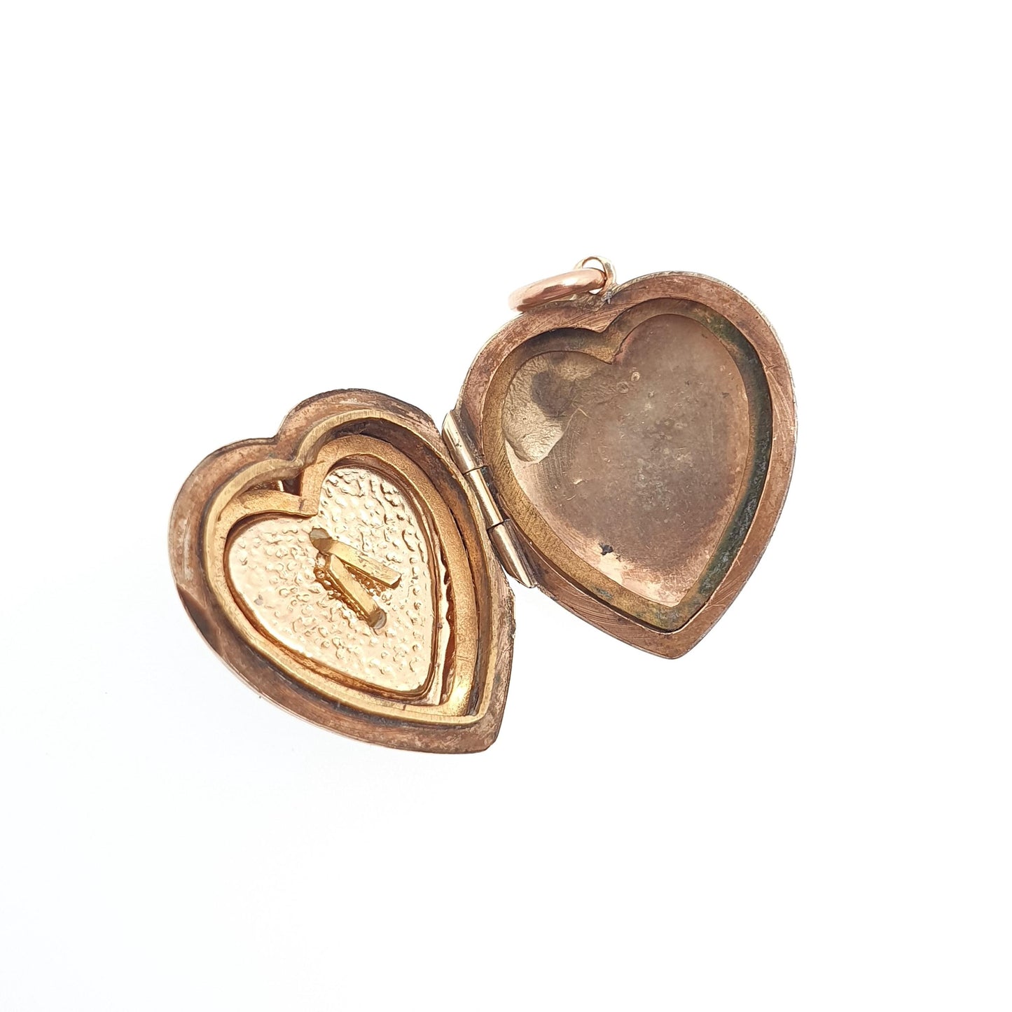 Antique 9ct 9k Gold Heart Locket Mother of Pearl "S" Initial Art Deco Solid 9kt Back & Front 1920s Necklace Photo Pendant Jewelry Jewellery