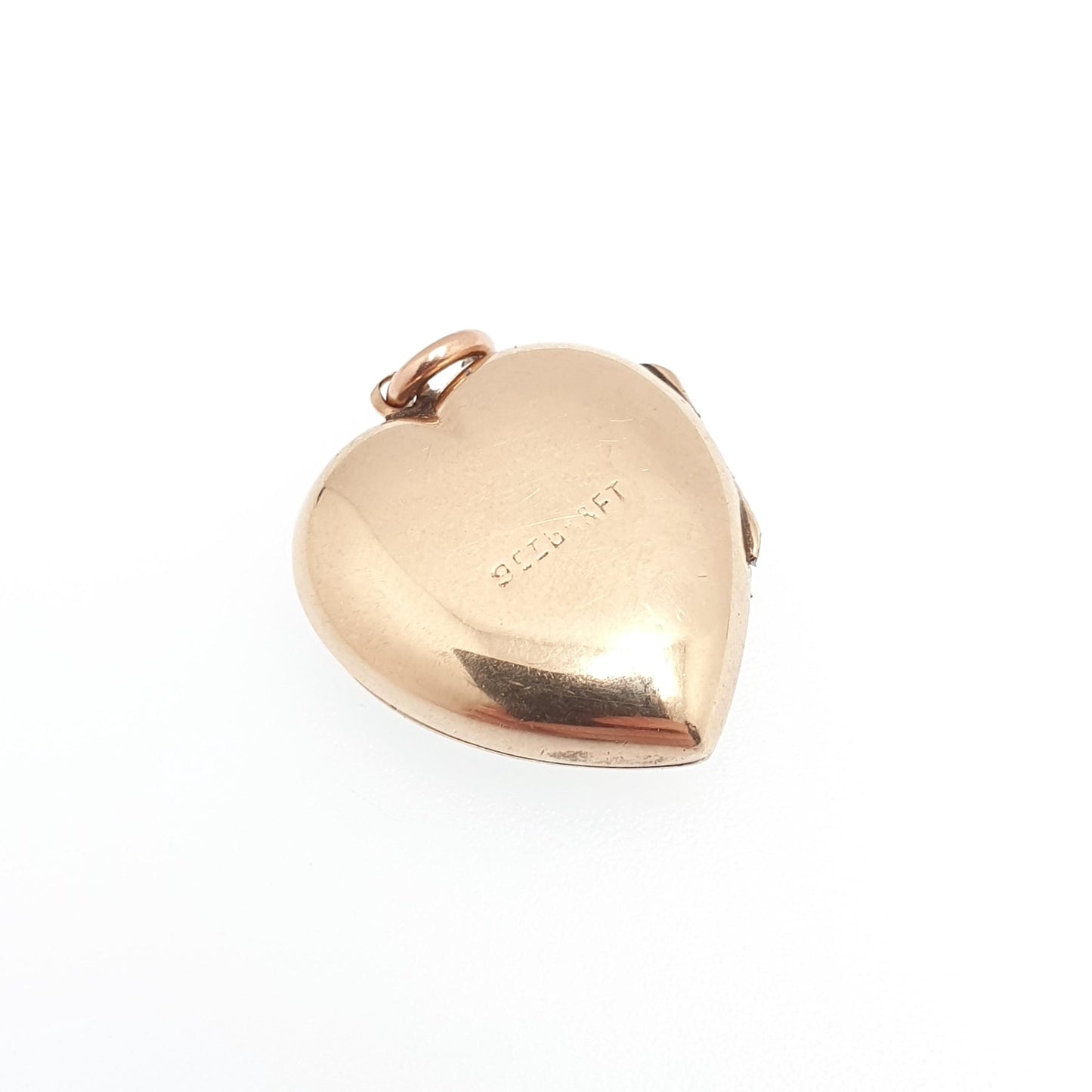 Antique 9ct 9k Gold Heart Locket Mother of Pearl "S" Initial Art Deco Solid 9kt Back & Front 1920s Necklace Photo Pendant Jewelry Jewellery