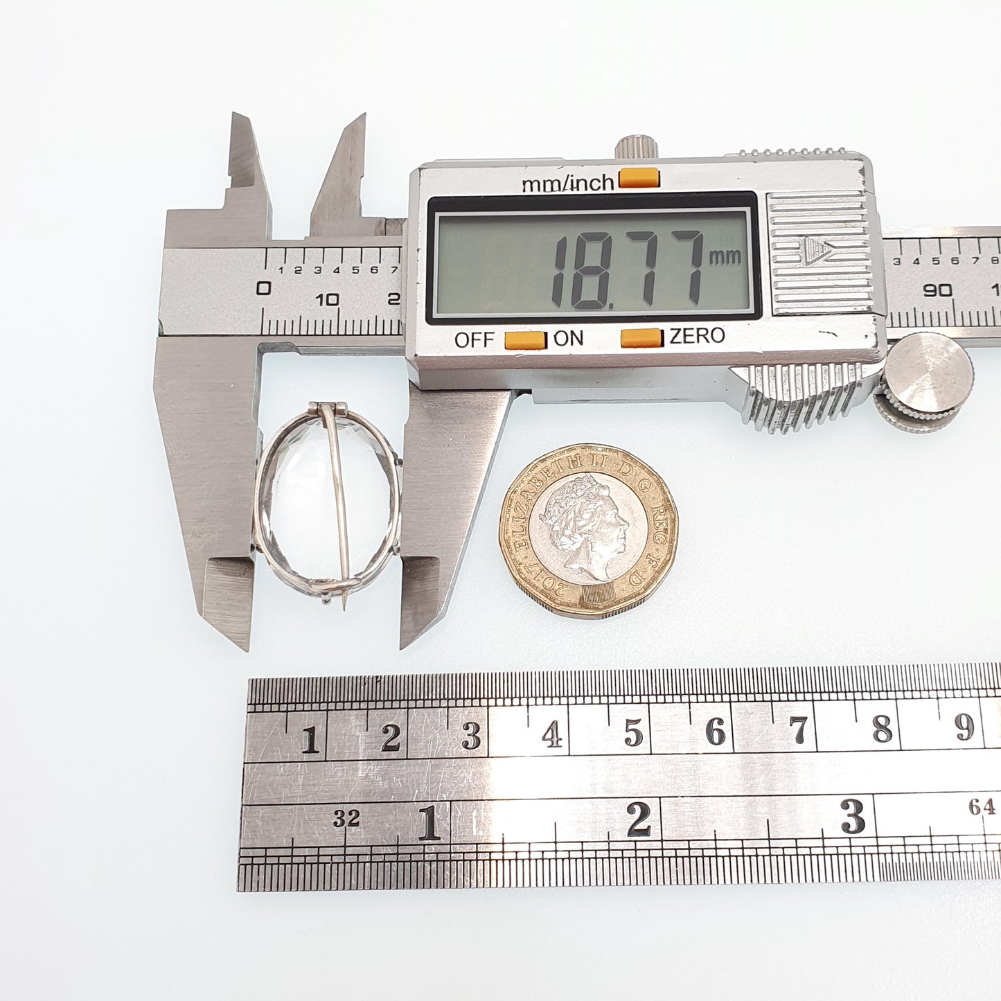 Antique Solid Silver Rock Crystal Brooch Art Deco White Quartz Large Oval Cut Gemstone Clear Vintage Big Womens Jewelry Jewellery