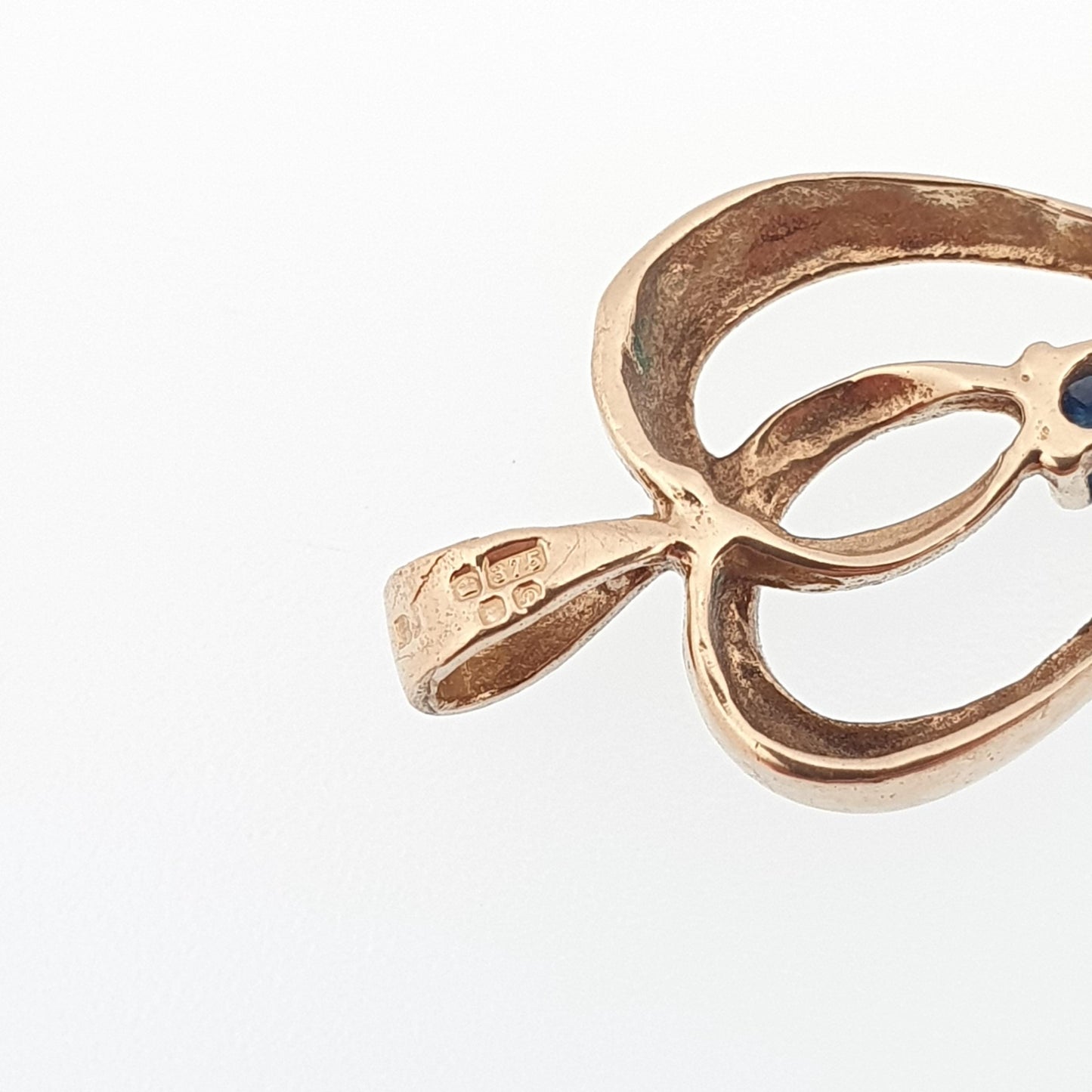 Vintage 9ct Gold Sapphire Heart Pendant Solid 375 9k 9kt Real Gemstone Necklace Cute Gift for Her Womens Jewelry Jewellery