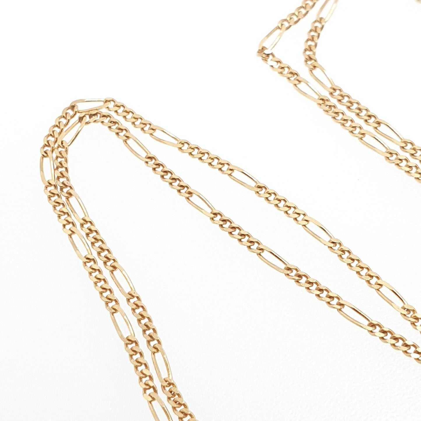 Vintage 9k 9ct Gold Figaro Link Chain Necklace 39cm 15.3" 1.41g Choker Solid 9 Carat Curb Links Yellow Womens Mens Jewellery Jewelry