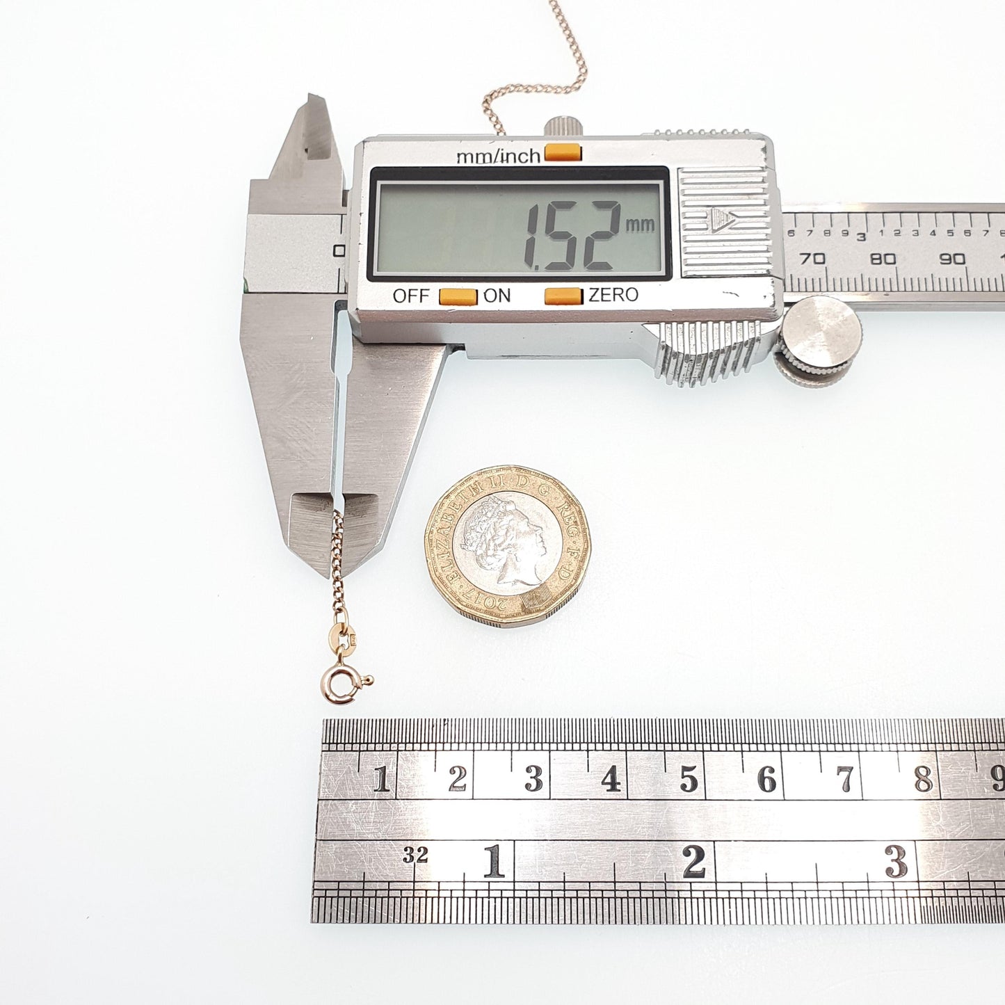 Vintage 9k 9ct Rose Gold Chain Necklace Curb Link Long 48cm 18.9" 2.77g Links Solid 9 Carat Rose Red Mens Womens Jewelry Jewellery