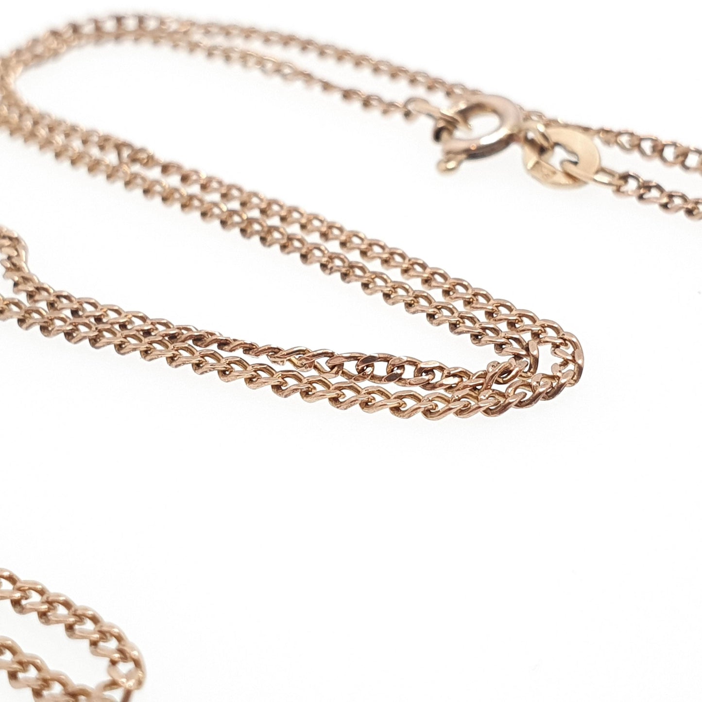 Vintage 9k 9ct Rose Gold Chain Necklace Curb Link Long 48cm 18.9" 2.77g Links Solid 9 Carat Rose Red Mens Womens Jewelry Jewellery