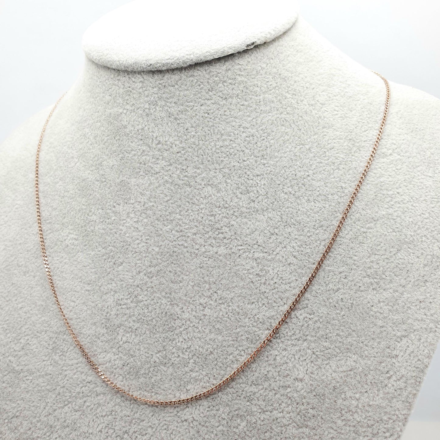 Vintage 9k 9ct Rose Gold Chain Necklace Curb Link Long 48cm 18.9" 2.77g Links Solid 9 Carat Rose Red Mens Womens Jewelry Jewellery