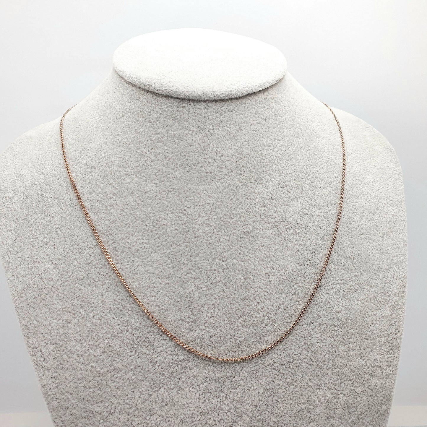 Vintage 9k 9ct Rose Gold Chain Necklace Curb Link Long 48cm 18.9" 2.77g Links Solid 9 Carat Rose Red Mens Womens Jewelry Jewellery