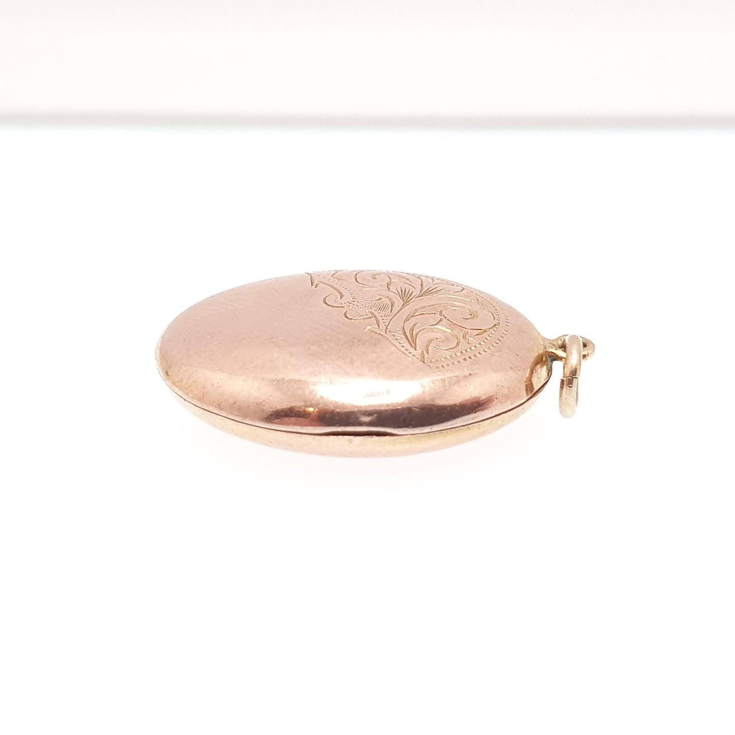 Antique 9ct Rose Gold Locket Oval Engraved Solid 9k 375 Red Pendant Fine Back & Front Necklace Jewelry Womens Jewellery