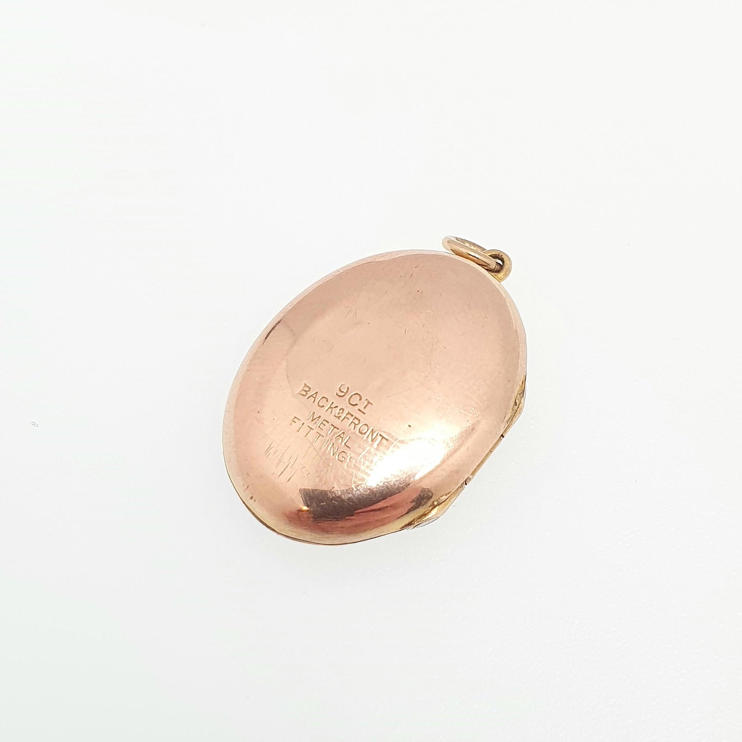 Antique 9ct Rose Gold Locket Oval Engraved Solid 9k 375 Red Pendant Fine Back & Front Necklace Jewelry Womens Jewellery