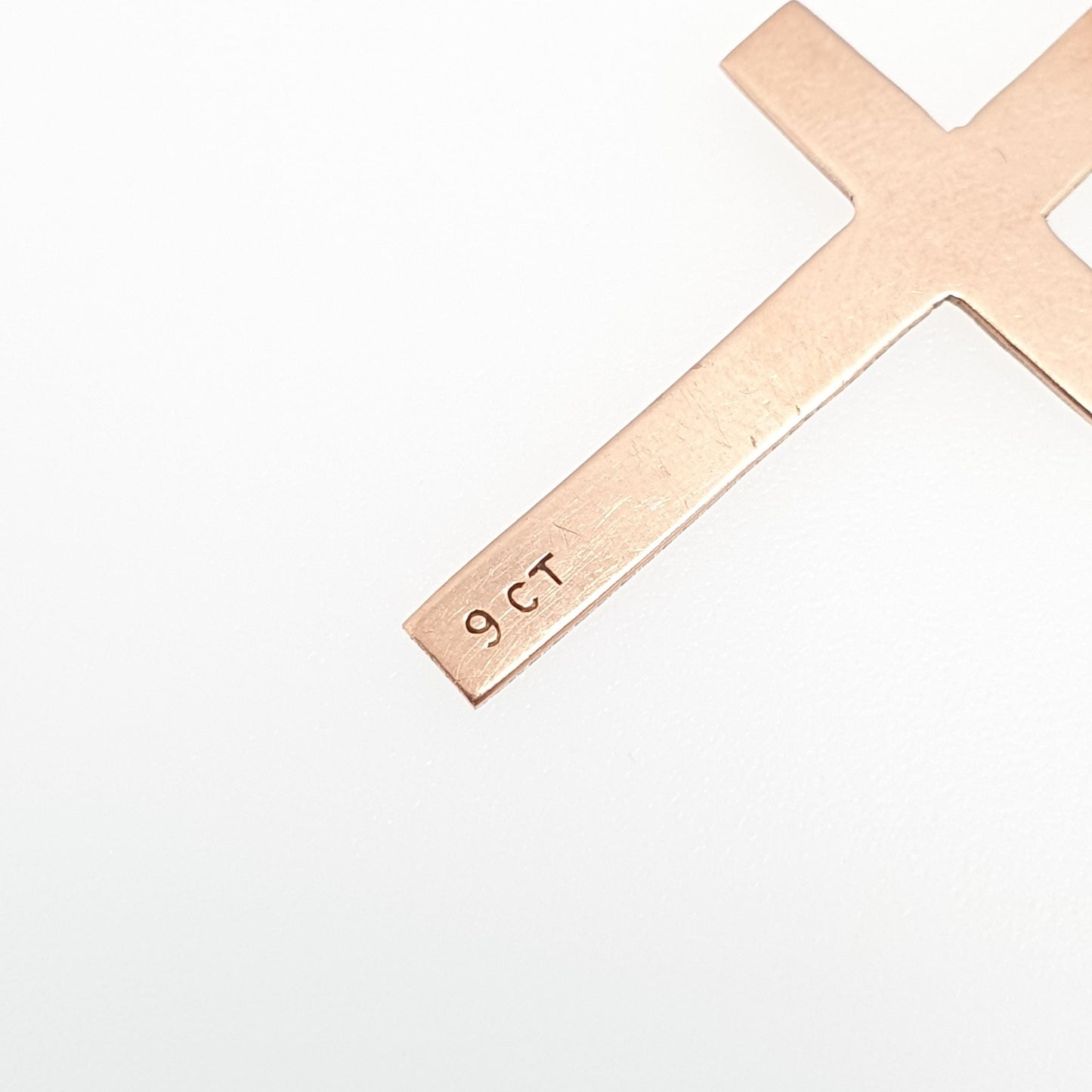 Antique 9ct 9k Rose Gold Crucifix Necklace Cross Pendant Plain Smooth Solid 375 9kt Vintage Jewellery Jewelry