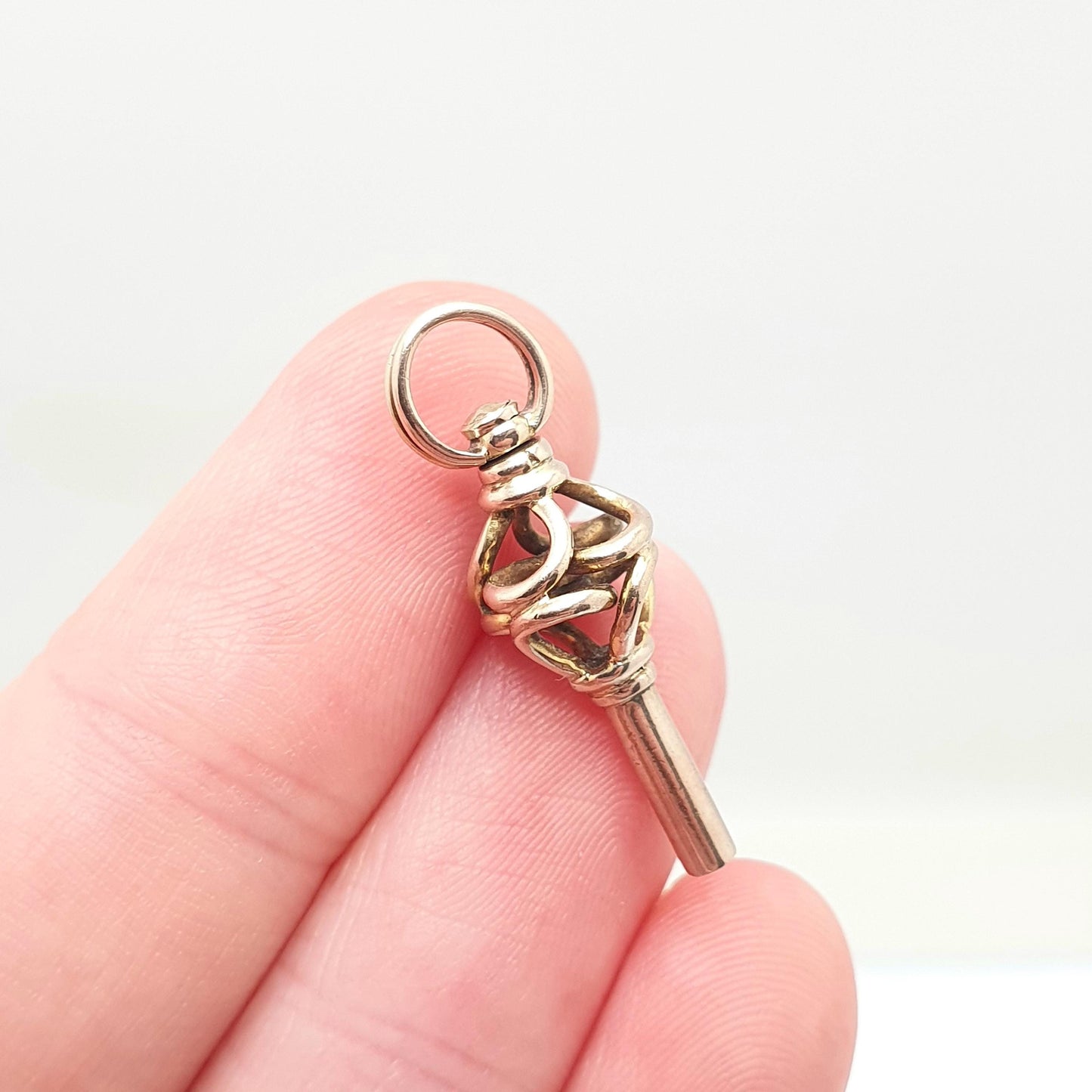 Antique Victorian 9ct Gold Infinity Knot Pocket Watch Key Fob Pendant Necklace Solid 9k 375 Vintage Jewellery Jewelry