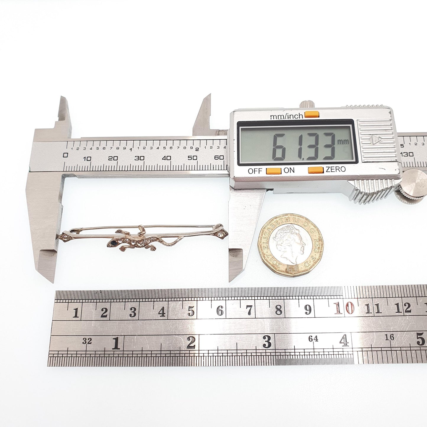 Antique Solid Silver Lizard Brooch Diamond Paste Sapphire Pastes Art Deco Reptile Animal Vintage Womens Retro Jewelry Jewellery