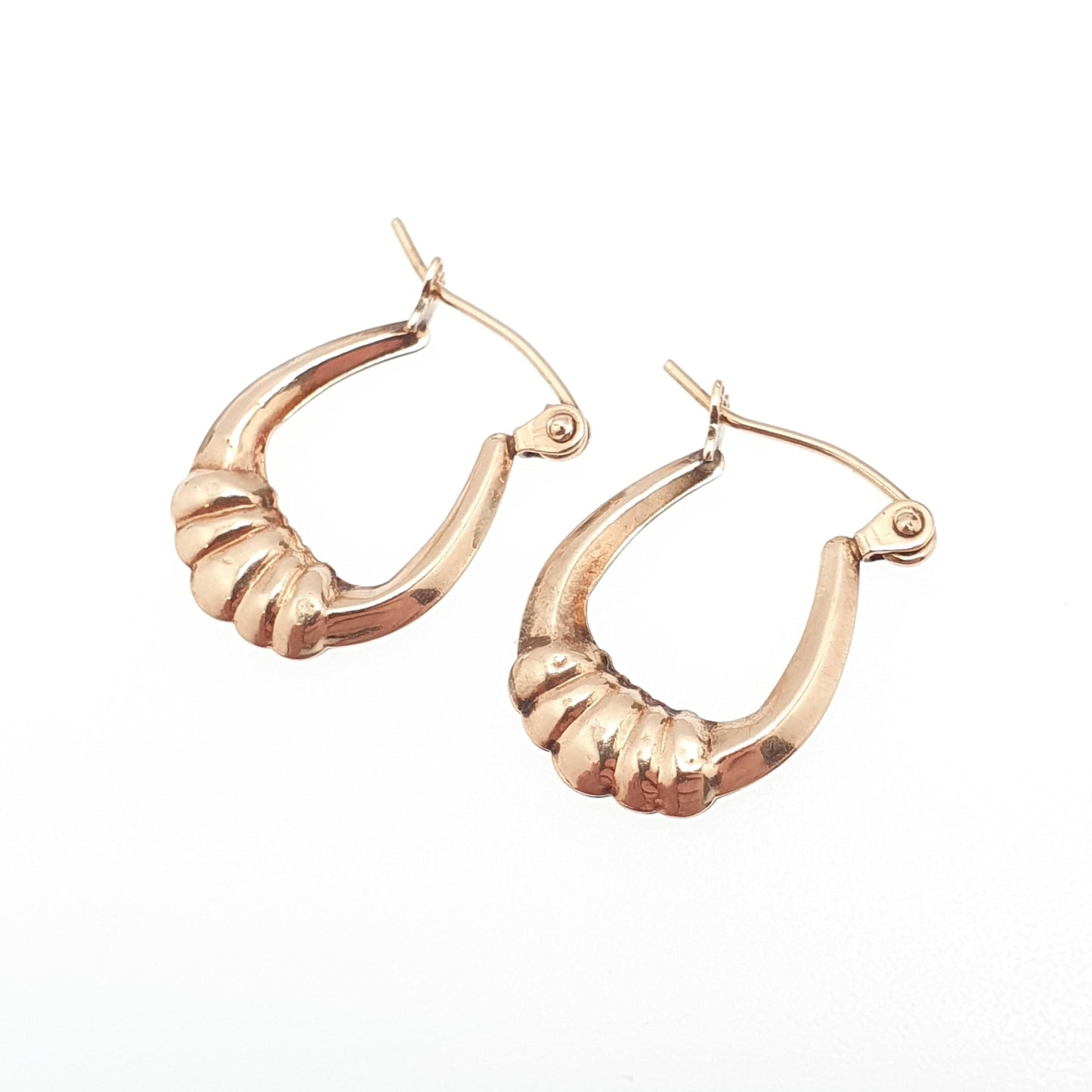 Vintage 9ct 375 Gold Creole Hoop Earrings Gypsy Yellow 9k 9 Carat 1980s Small Hanging Girls Womens Jewelry Jewellery