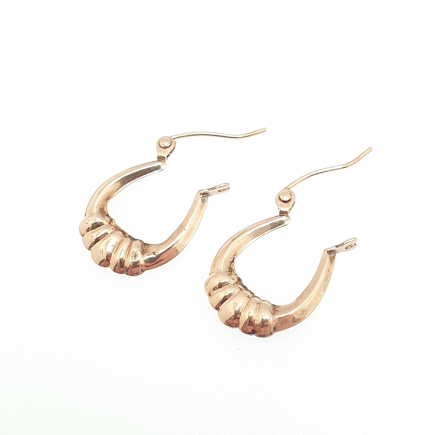 Vintage 9ct 375 Gold Creole Hoop Earrings Gypsy Yellow 9k 9 Carat 1980s Small Hanging Girls Womens Jewelry Jewellery