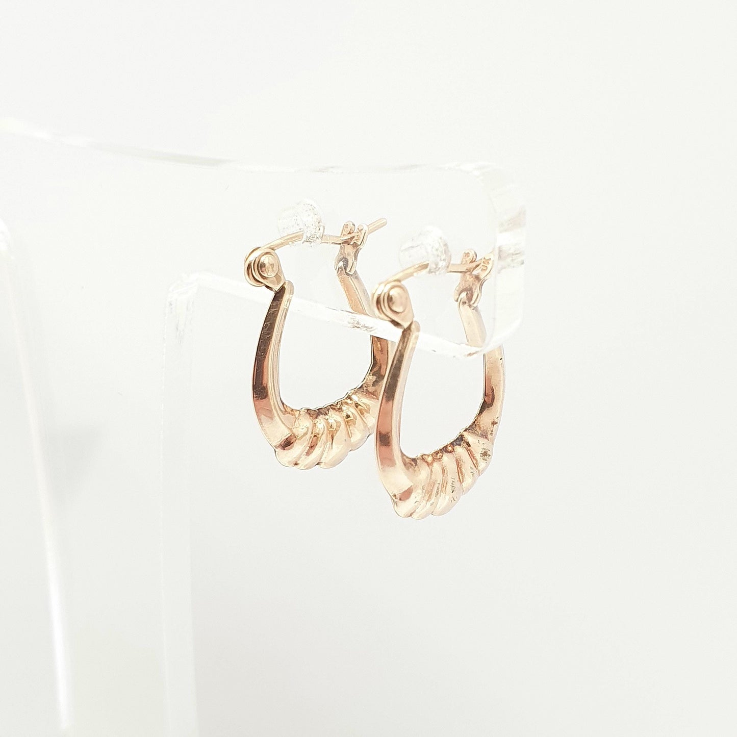 Vintage 9ct 375 Gold Creole Hoop Earrings Gypsy Yellow 9k 9 Carat 1980s Small Hanging Girls Womens Jewelry Jewellery