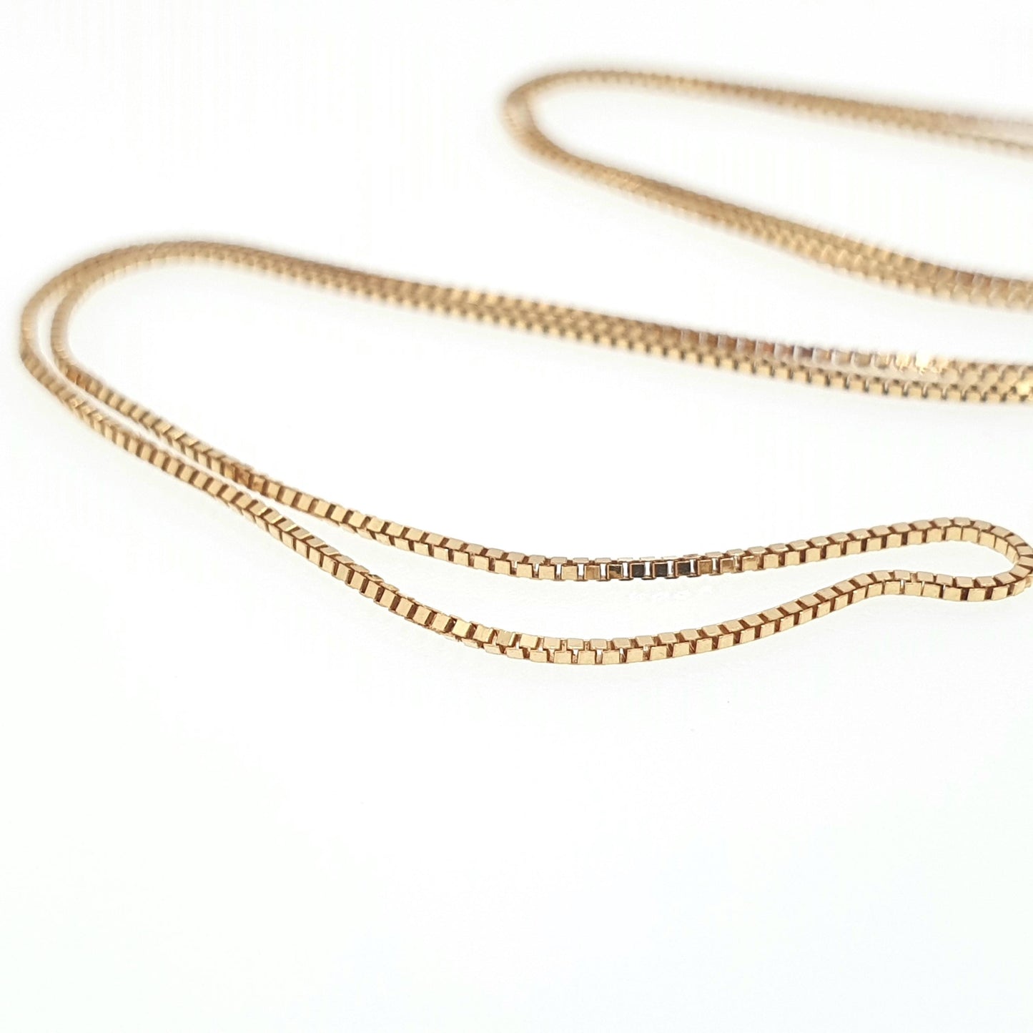 Vintage 9ct 375 Gold Box Link Chain Necklace Square Link 40cm 15.7" 1.55g Hallmarked Solid 9kt Yellow Jewellery Jewelry