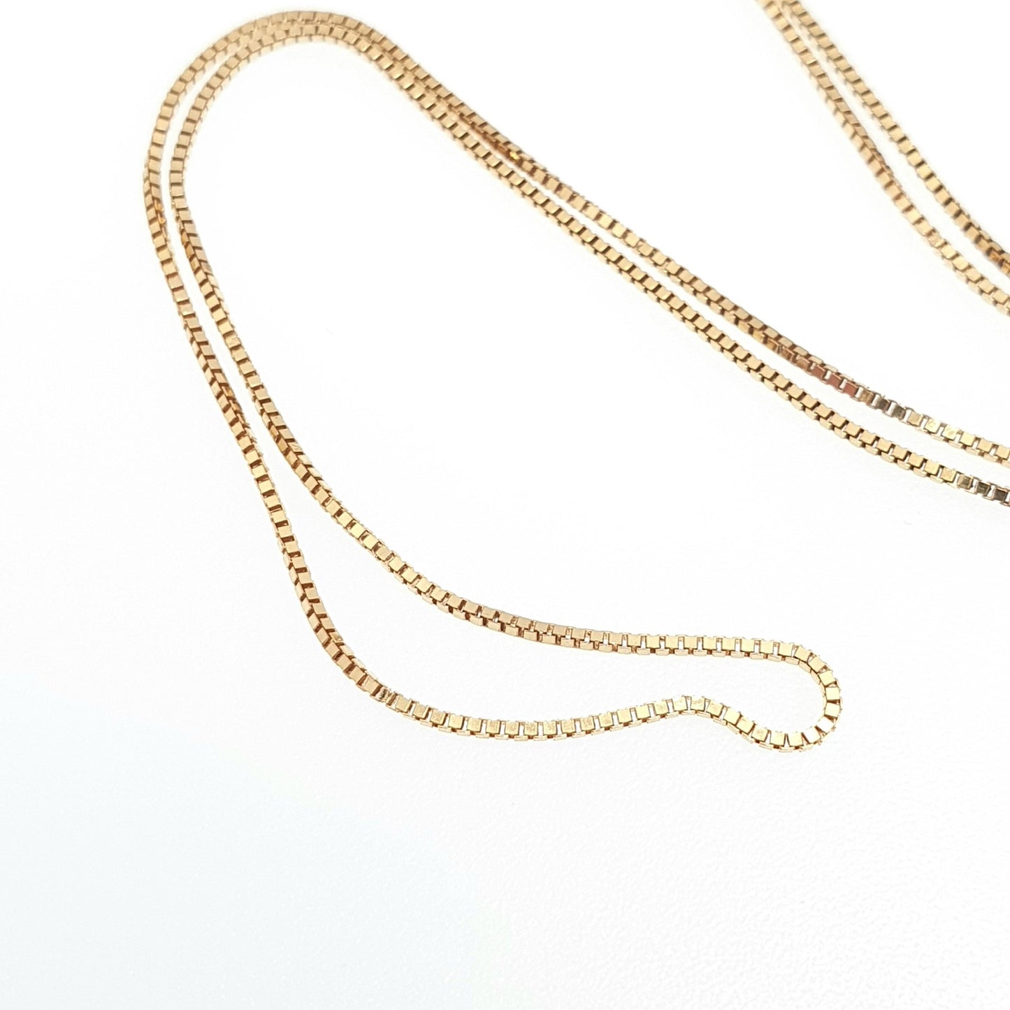 Vintage 9ct 375 Gold Box Link Chain Necklace Square Link 40cm 15.7" 1.55g Hallmarked Solid 9kt Yellow Jewellery Jewelry