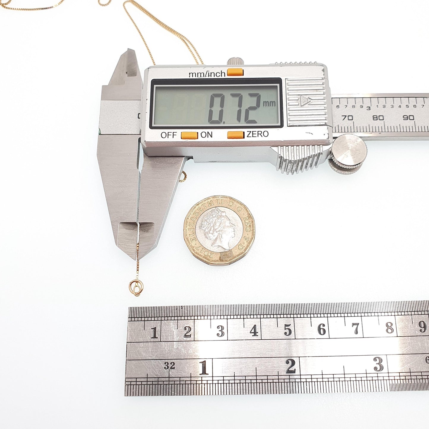 Vintage 9ct 375 Gold Box Link Chain Necklace Square Link 40cm 15.7" 1.55g Hallmarked Solid 9kt Yellow Jewellery Jewelry