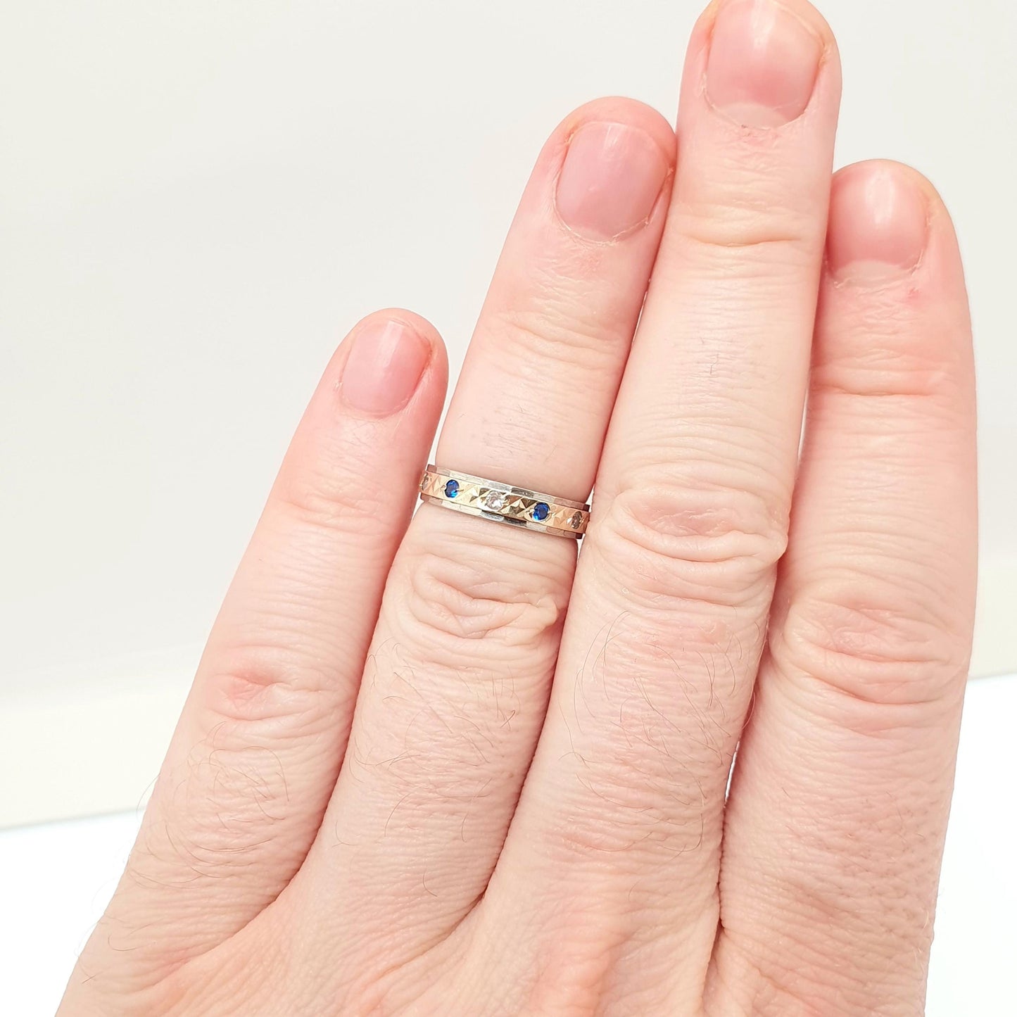 Antique Eternity Ring 9ct Gold Sapphire Spinel Solid 9k 375 & Silver 1920s Fine Rare Full Estate Blue Gemstone Womens