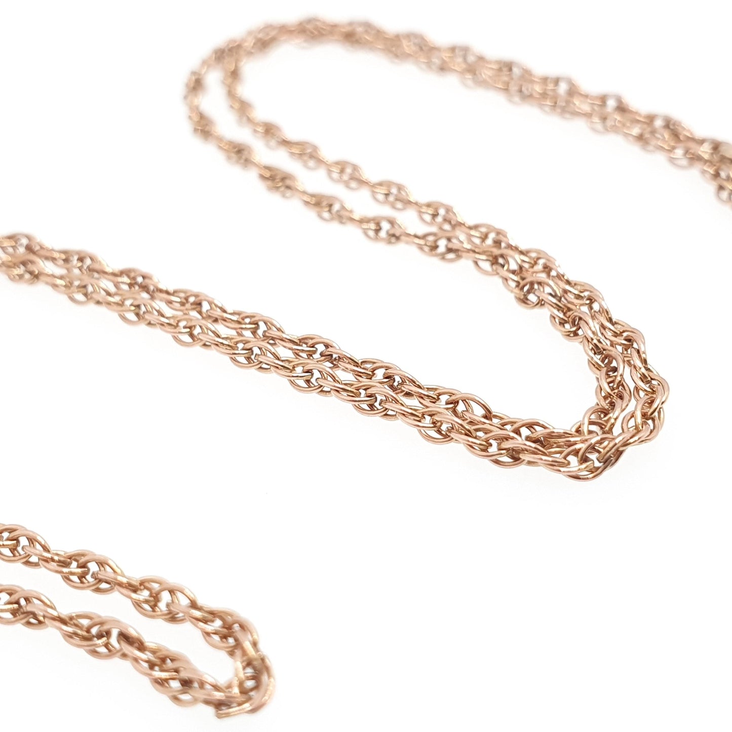 Vintage 9k 9ct Rose Gold Chain Necklace Rope Link 42cm 16.5" 2.98g Helix Twisting Twist Solid 9kt 375 9 Carat Retro Womens Jewelry