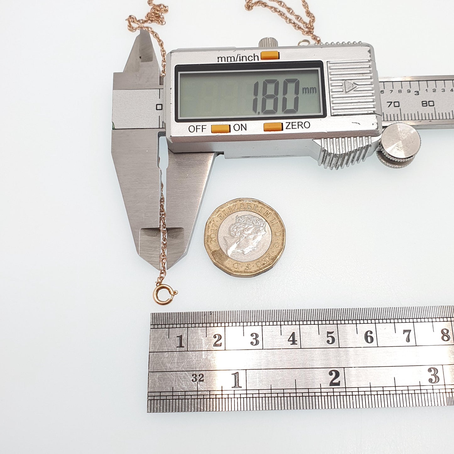 Vintage 9k 9ct Rose Gold Chain Necklace Rope Link 42cm 16.5" 2.98g Helix Twisting Twist Solid 9kt 375 9 Carat Retro Womens Jewelry