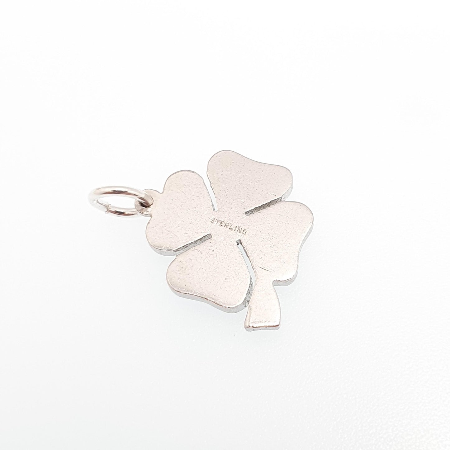 Antique Sterling Silver Diamond Paste Clover Pendant Charm Necklace Lucky Irish Art Deco Vintage Womens Jewellery Jewelry