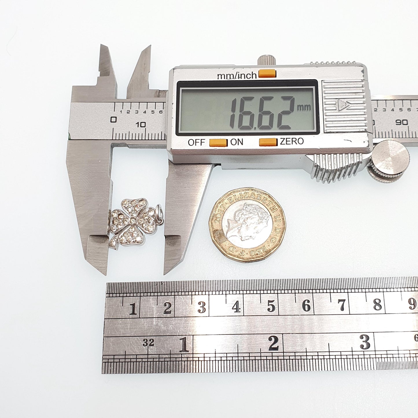 Antique Sterling Silver Diamond Paste Clover Pendant Charm Necklace Lucky Irish Art Deco Vintage Womens Jewellery Jewelry