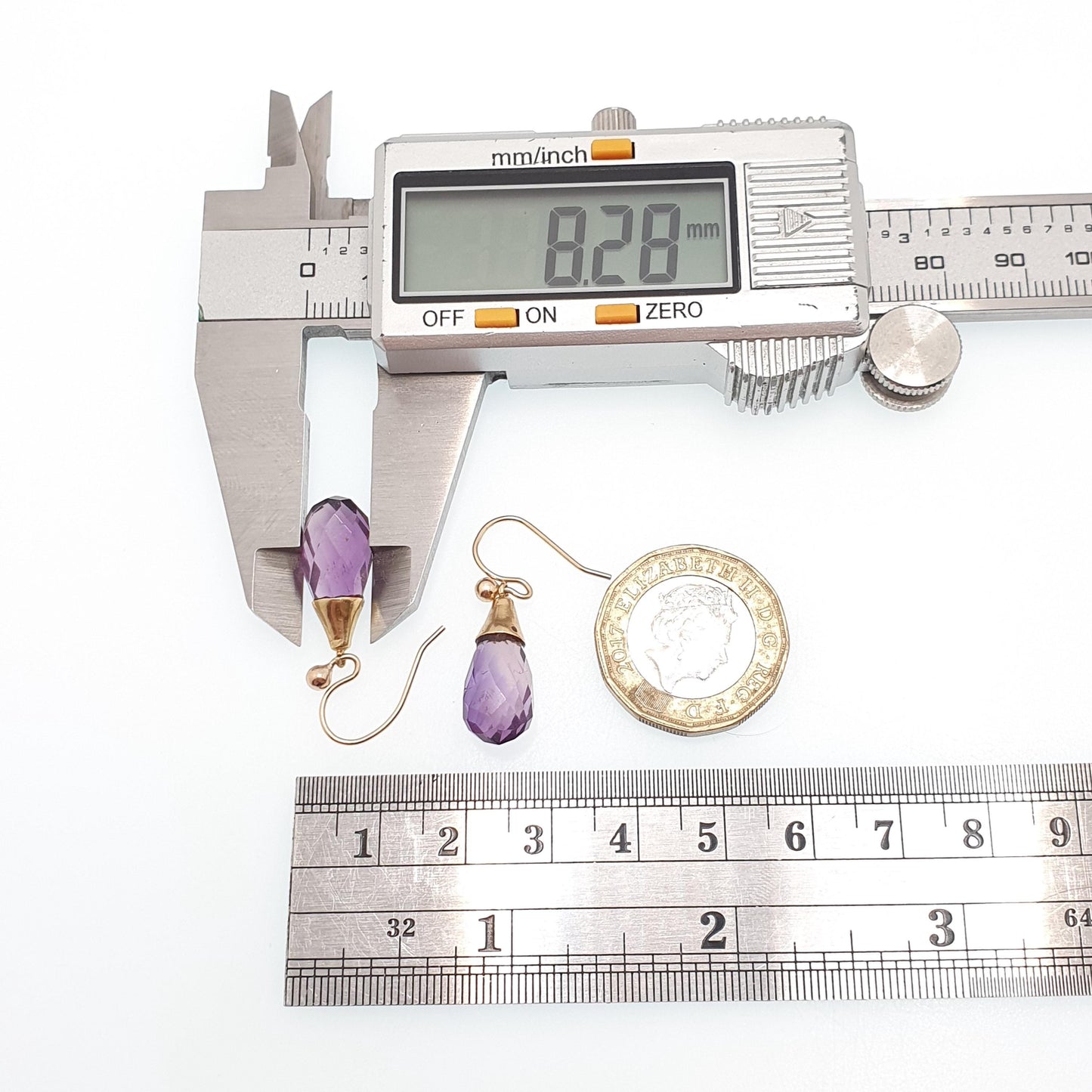 Antique 14k 14kt Gold Amethyst Hook Earrings Art Deco Natural Gemstone Faceted Pear Vintage 9ct Gold Hooks Jewelry