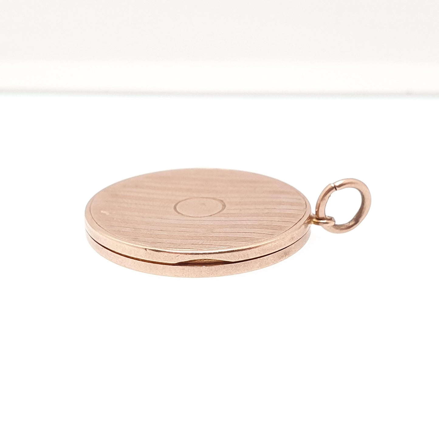 Antique Solid 9k 375 Rose Gold Locket Round 1913 Hallmark Vertical Pattern All 9ct 9kt Gold Necklace Photo Picture Pendant Jewelry Jewellery