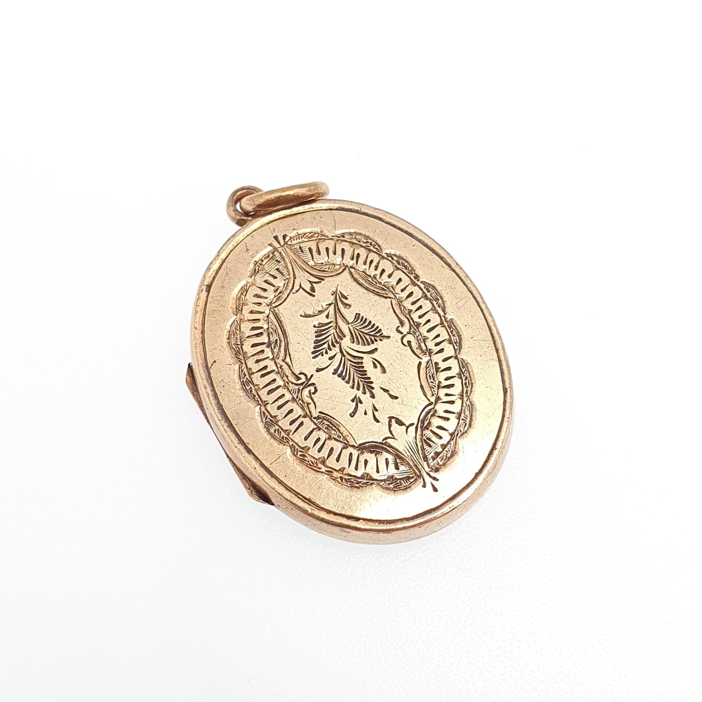 Antique Solid 14k Gold Locket Victorian Yellow Gold Hand Engraved Solid 14kt 585 All Gold Oval Necklace Pendant Vintage Jewelry