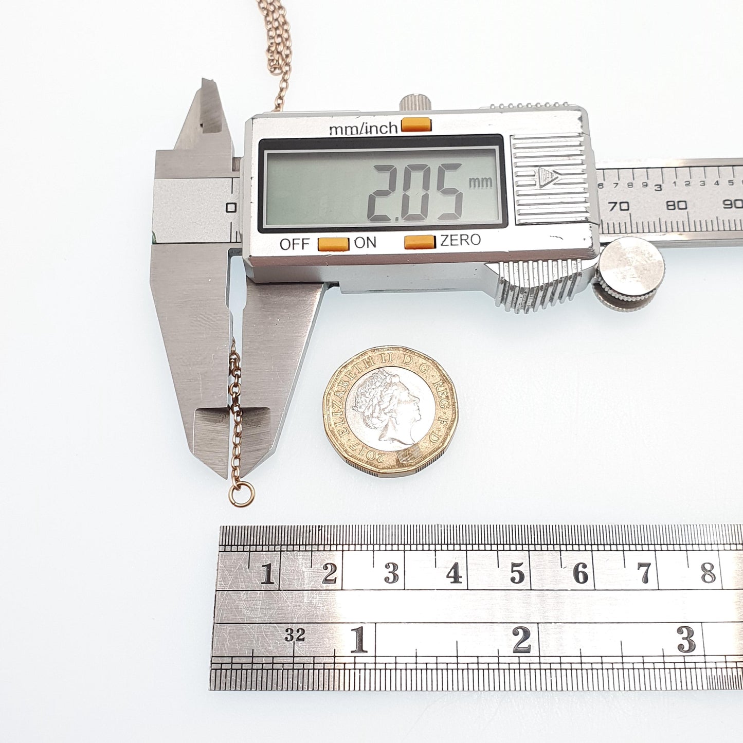 Old Vintage 9k 9ct Rose Gold Chain Necklace Cable Link Long 55cm 21.6" 5.03g Links Solid 9 Carat Rose Red Mens Womens Jewelry Jewellery