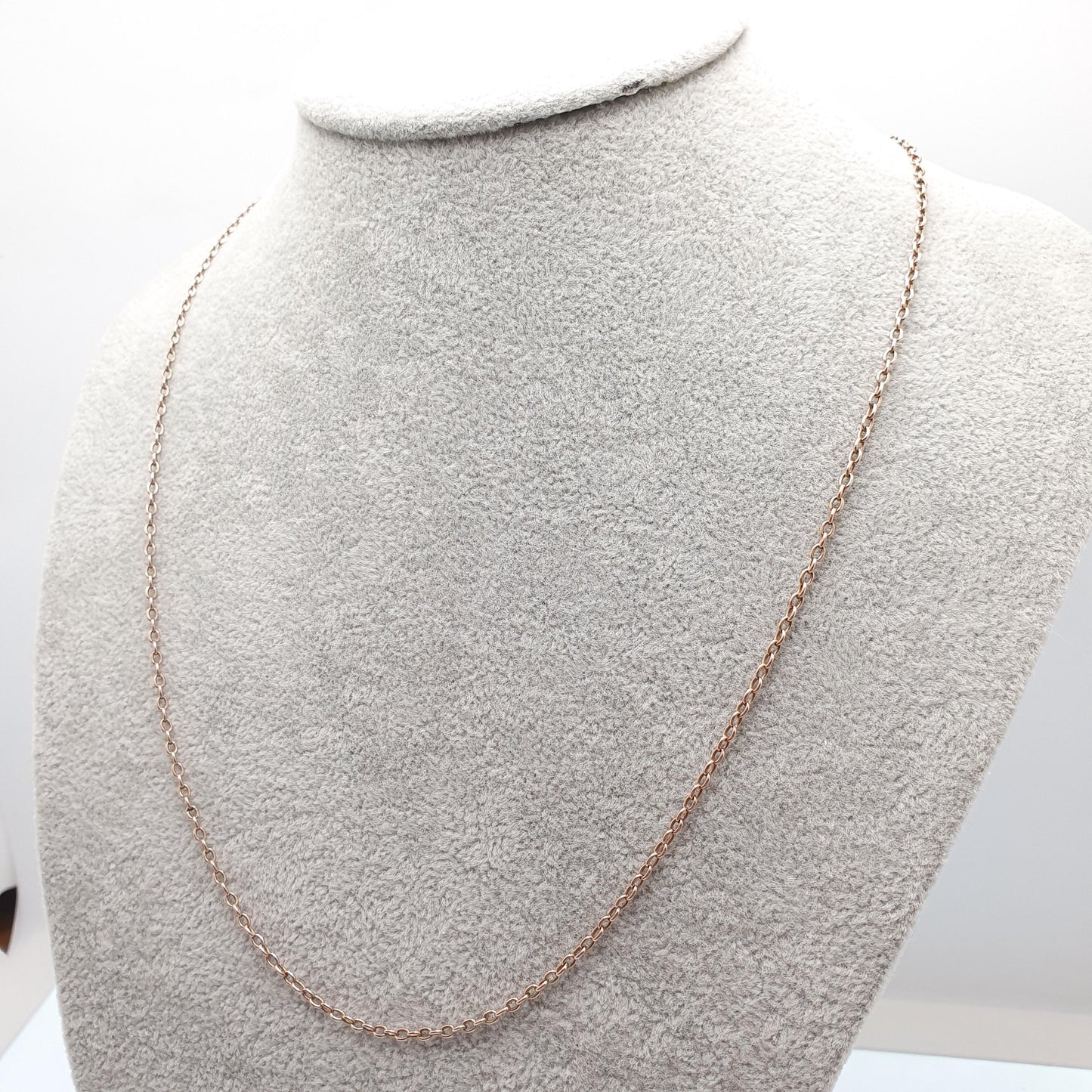 Old Vintage 9k 9ct Rose Gold Chain Necklace Cable Link Long 55cm 21.6" 5.03g Links Solid 9 Carat Rose Red Mens Womens Jewelry Jewellery