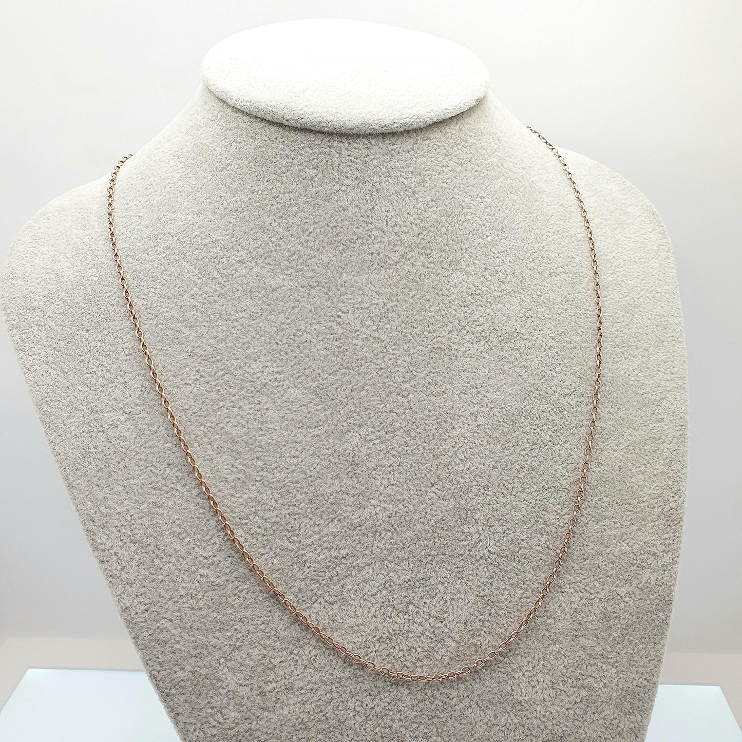 Old Vintage 9k 9ct Rose Gold Chain Necklace Cable Link Long 55cm 21.6" 5.03g Links Solid 9 Carat Rose Red Mens Womens Jewelry Jewellery