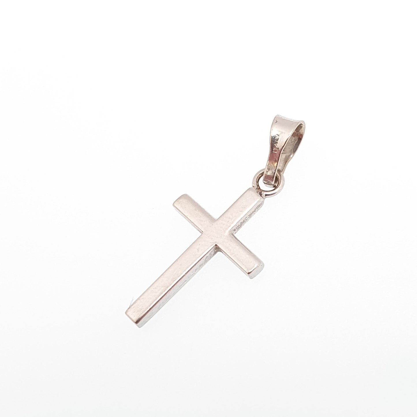 Vintage 9ct White Gold Cross Crucifix Pendant Small Solid 9k 9kt 375 Necklace Jewellery Jewelry