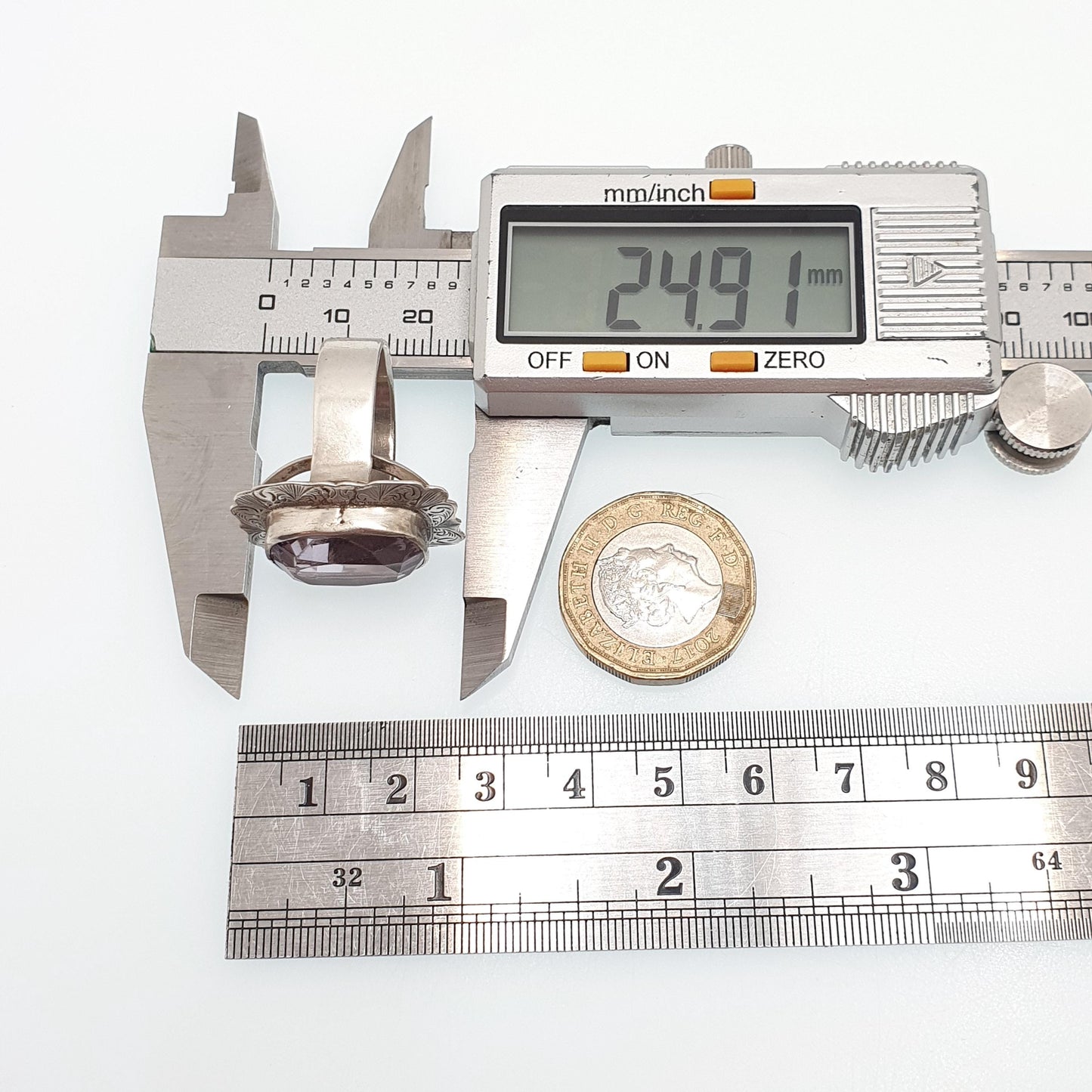 Antique Sterling Silver Amethyst Ring Large Big Gemstones Rectangular Cut Victorian Vintage Genuine Real Quartz Womens Jewelry Jewellery