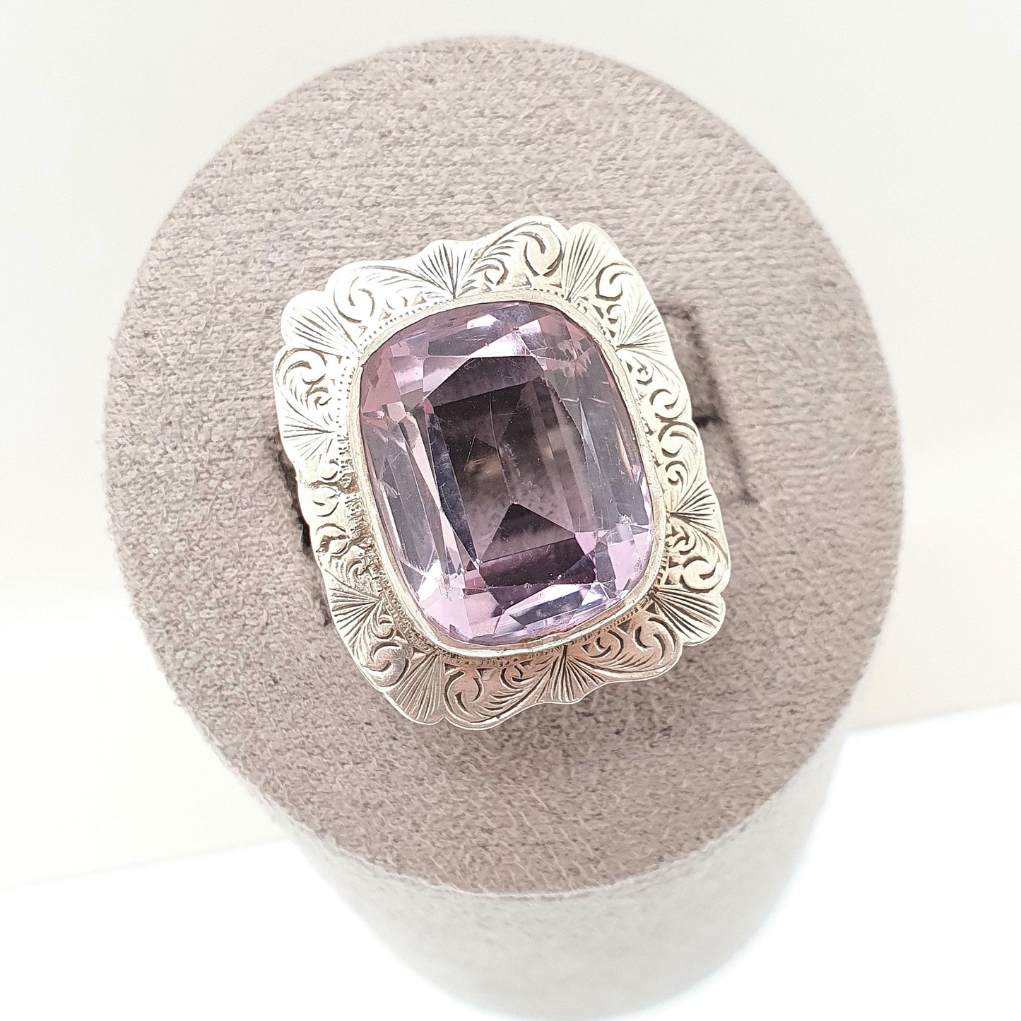 Antique Sterling Silver Amethyst Ring Large Big Gemstones Rectangular Cut Victorian Vintage Genuine Real Quartz Womens Jewelry Jewellery
