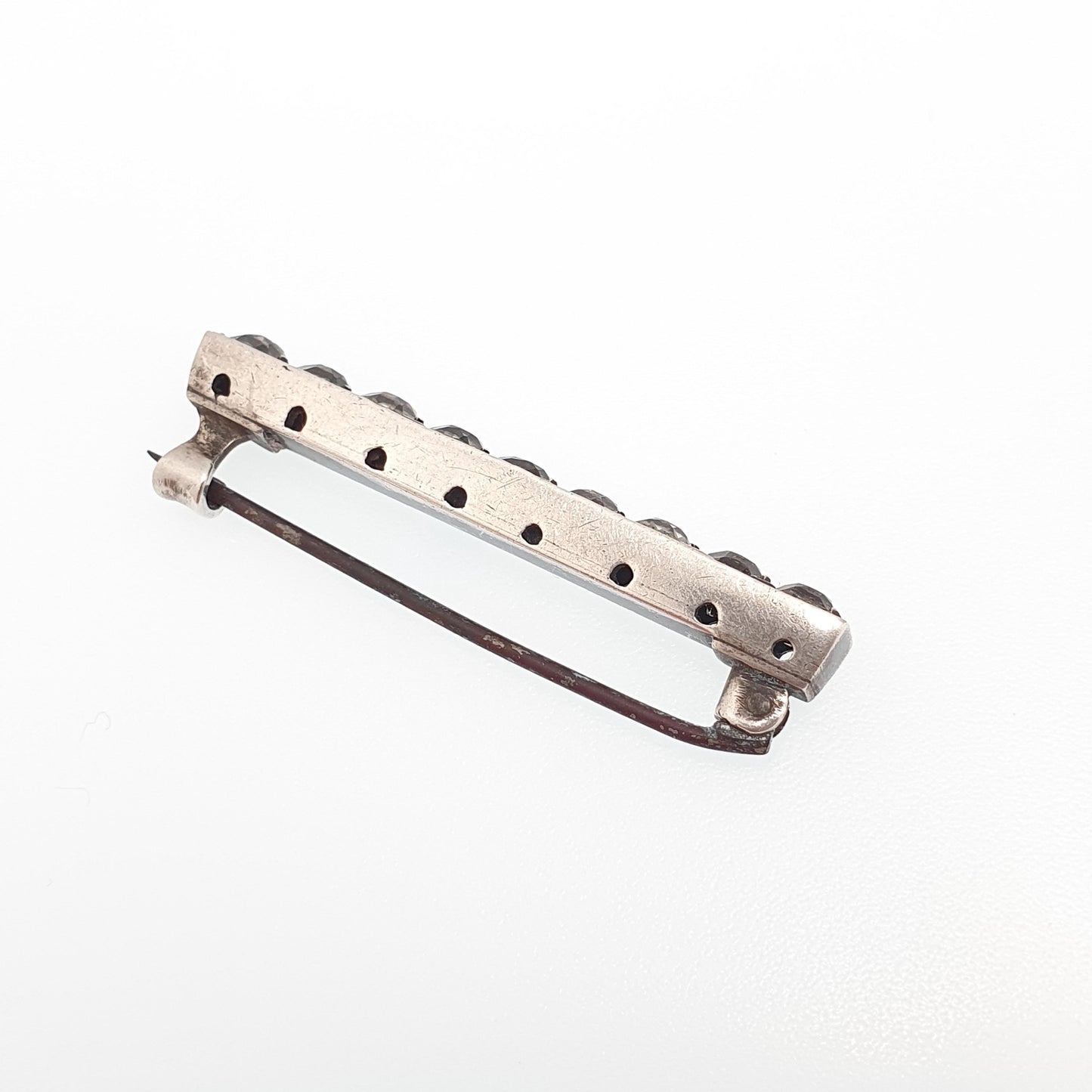 Antique Georgian Diamond Paste Solid Silver Brooch Black Dot Old Cut Early 1800s Vintage Womens Victorian Jewelry Jewellery