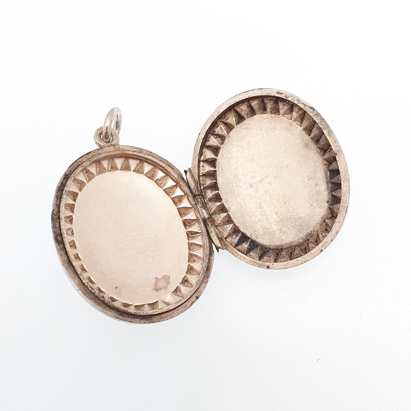 Antique Victorian Solid Silver Locket Oval Stepped Initialled GH Pendant Necklace Picture Photo Vintage Jewelry Jewellery