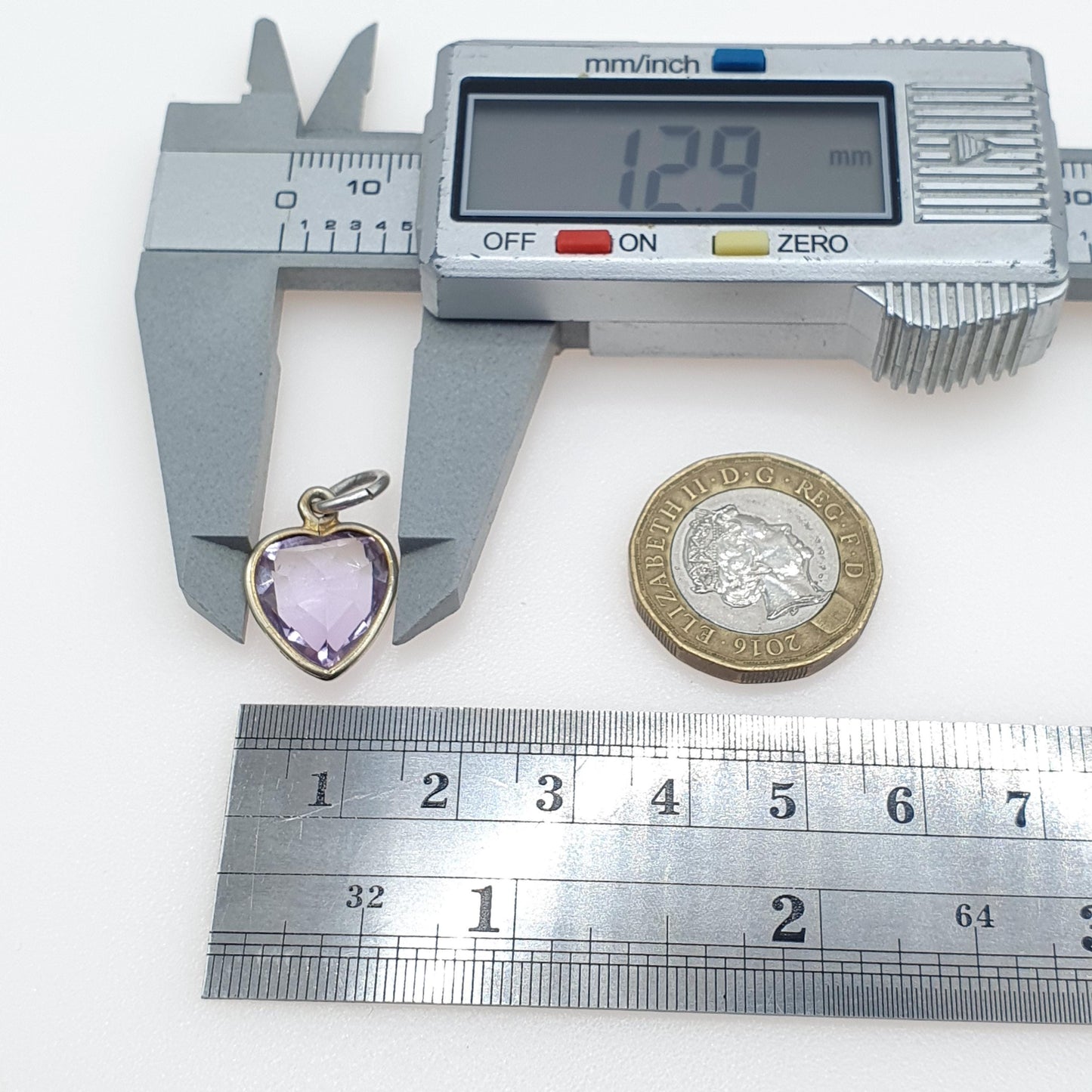 Antique Victorian Amethyst Heart Pendant Charm Lilac Gemstone Silver Tone Base Metal Love Romantic Womens Jewelry Vintage Jewellery