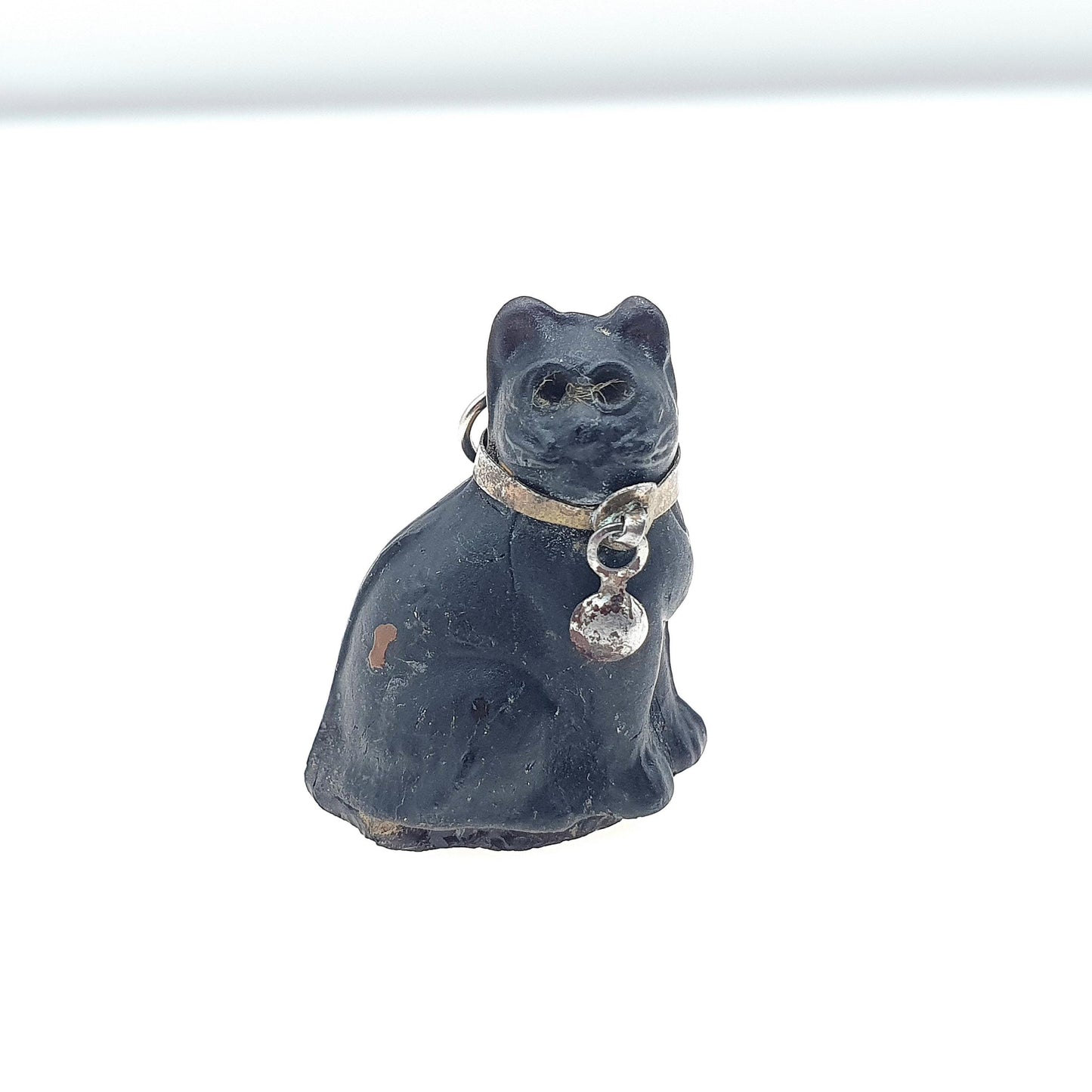 Antique Victorian Black Cat Czech Glass Cracker Charm Pendant Good Luck Lucky Bracelet Necklace Jewelry Jewellery