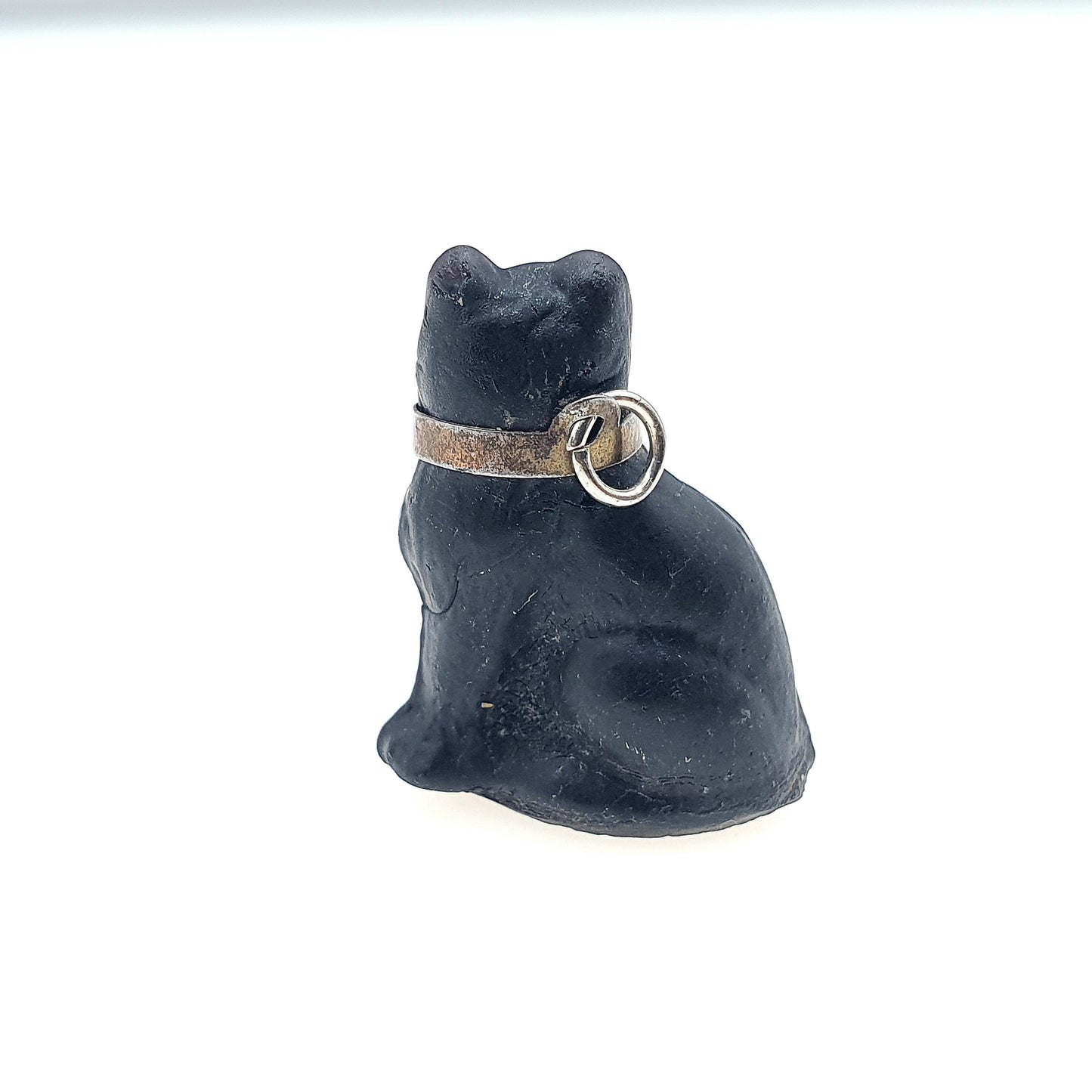 Antique Victorian Black Cat Czech Glass Cracker Charm Pendant Good Luck Lucky Bracelet Necklace Jewelry Jewellery