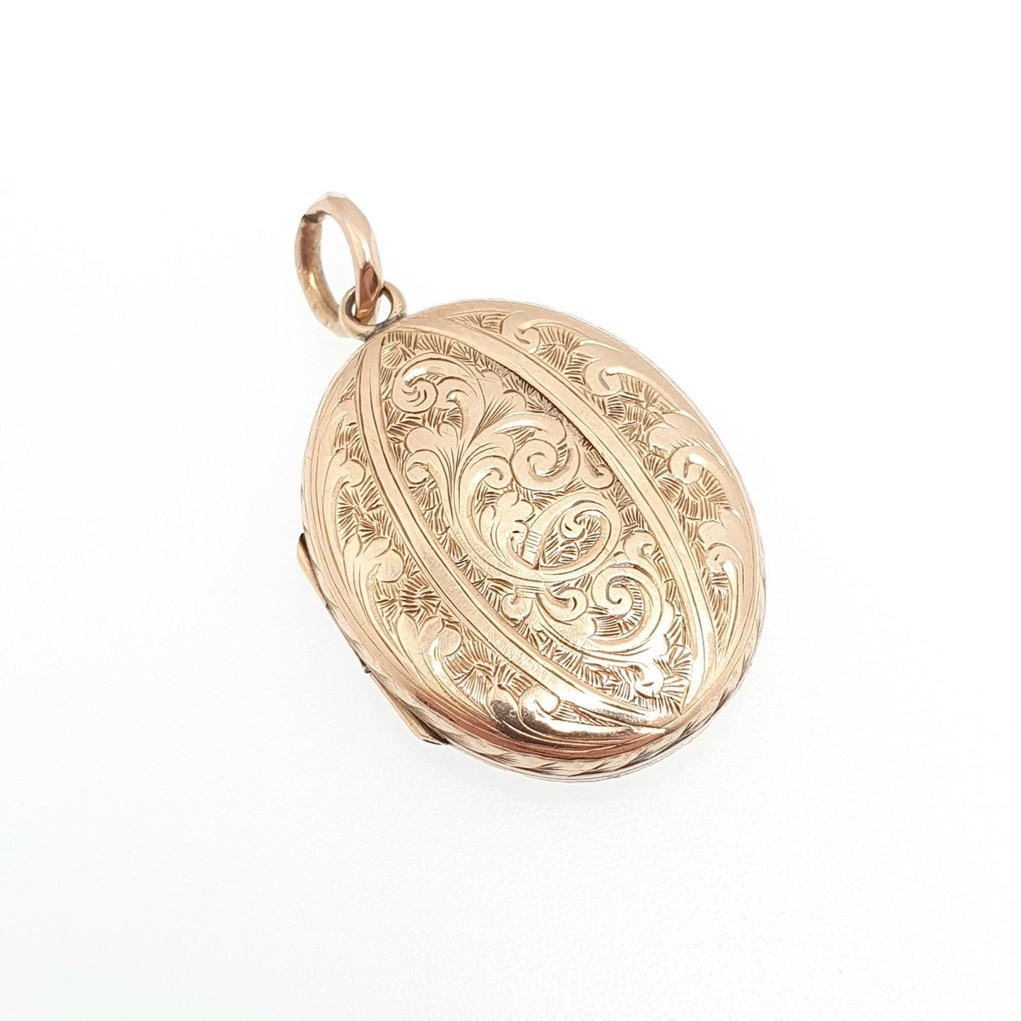 Antique Victorian Solid 9ct Gold Locket Large Oval Pendant Necklace Engraved Fine Estate 375 9k Photo Vintage Jewelry Jewellery