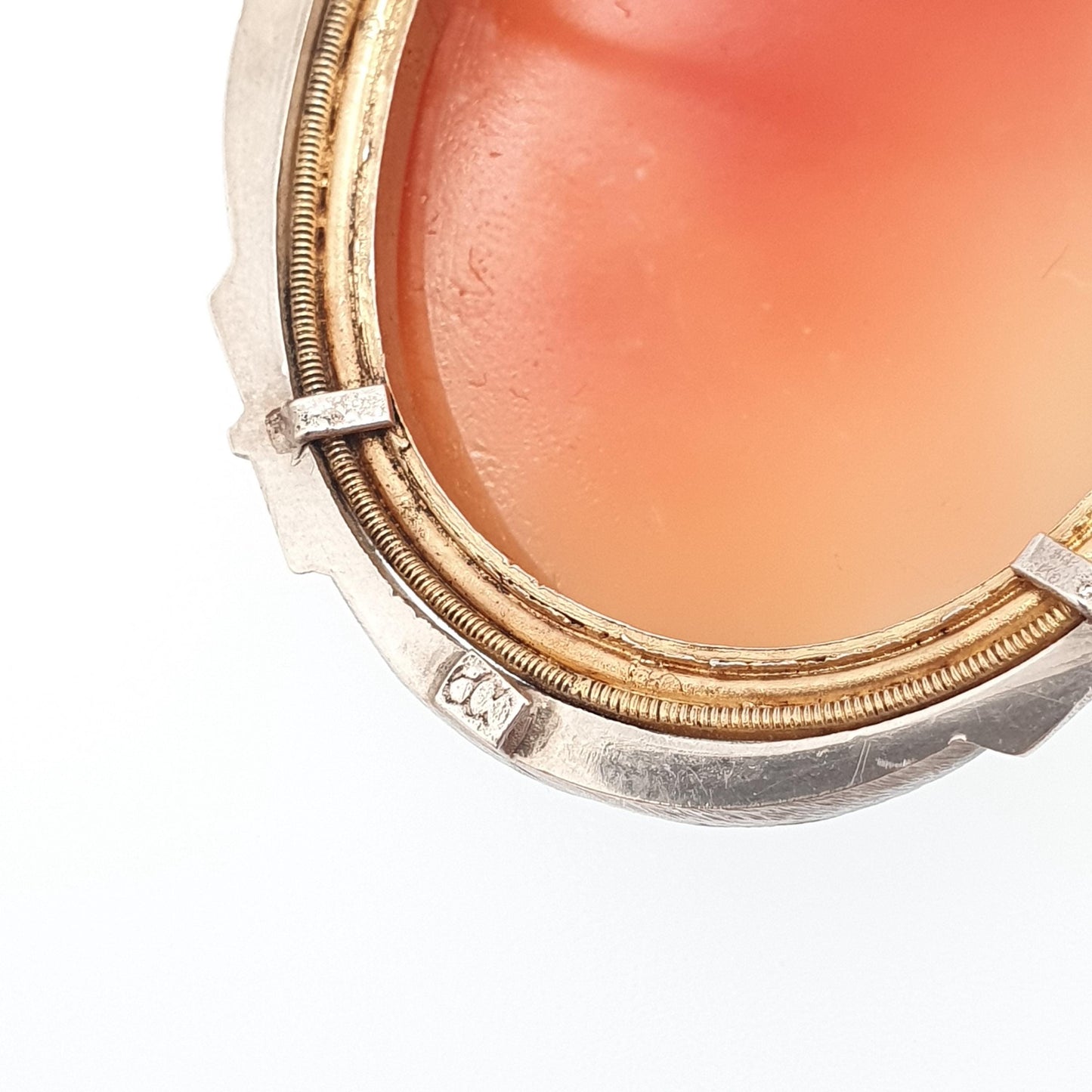 Antique Solid Silver Cameo Pendant Brooch Pin Large Big Genuine Shell Art Deco 1920s Marcasite Border Oval Italian Womens Jewelry Jewellery