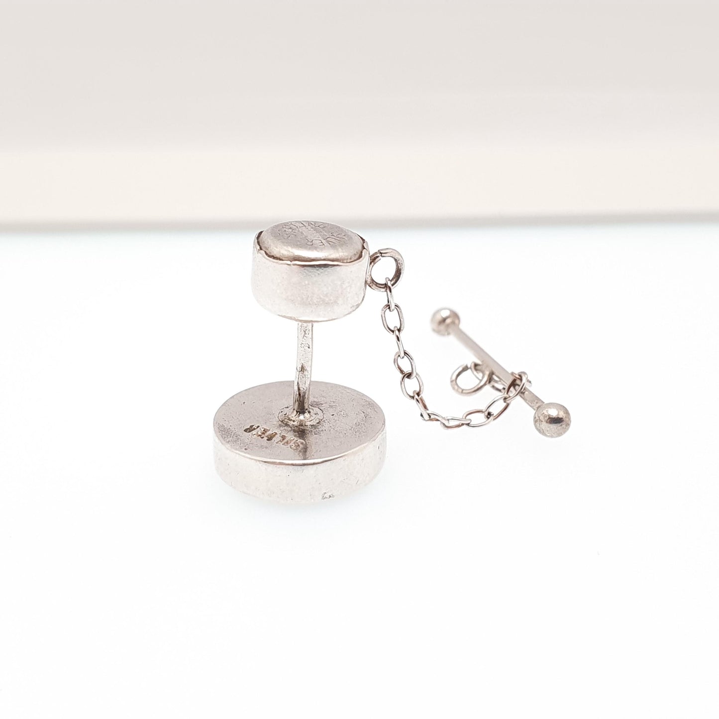 Vintage Solid Silver Blue John Lapel Pin Bleu Jaune Fluorite 1960s Blazer Suit Jacket Vintage Mens Gents Jewellery Jewelry