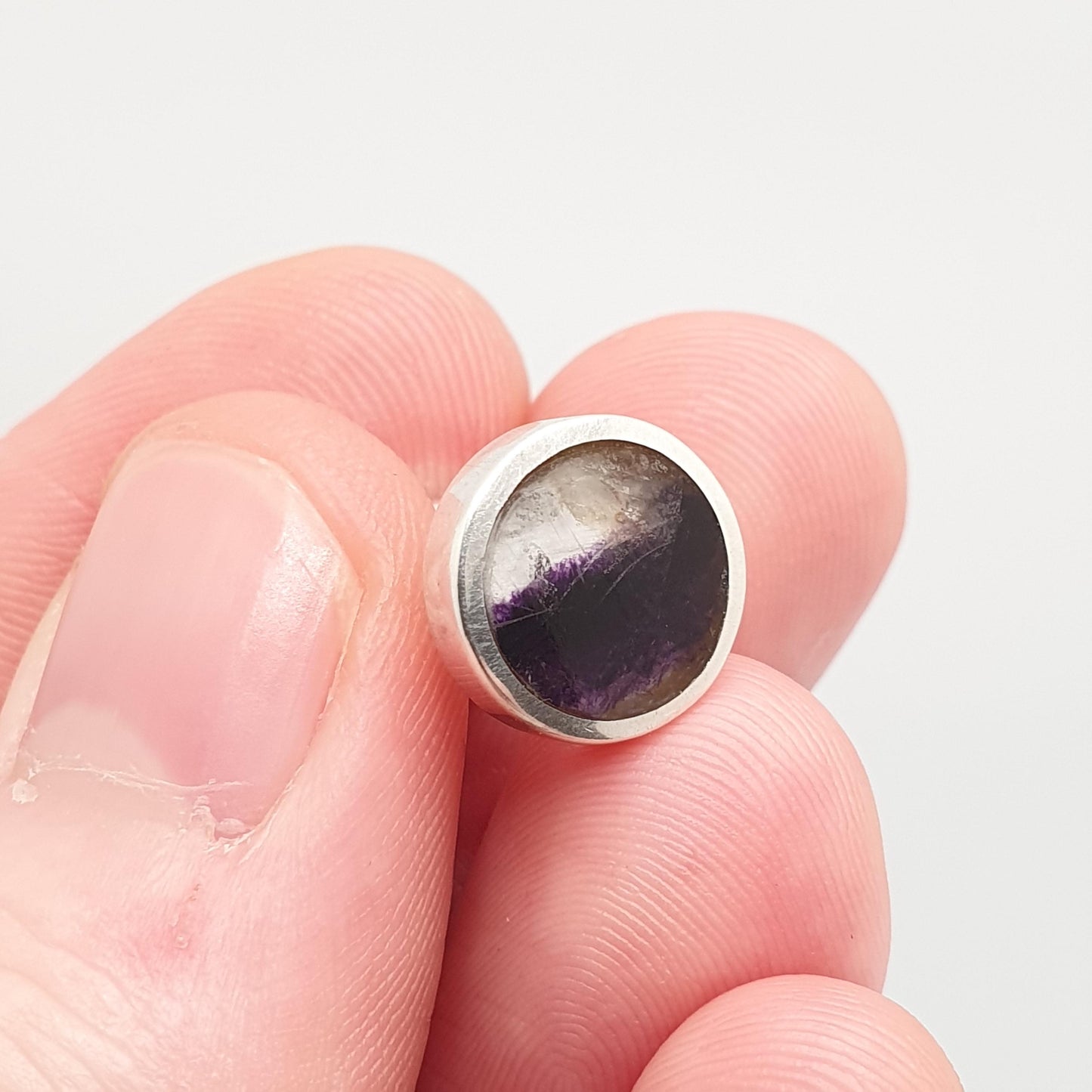 Vintage Solid Silver Blue John Lapel Pin Bleu Jaune Fluorite 1960s Blazer Suit Jacket Vintage Mens Gents Jewellery Jewelry