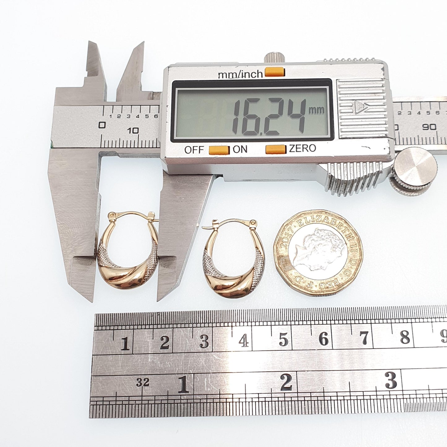 Vintage 9ct 9k Gold Hoop Earrings Large Big Gypsy Creole White Yellow 1980s 375 9 Carat Dangle Hanging Womens Jewelry Jewellery