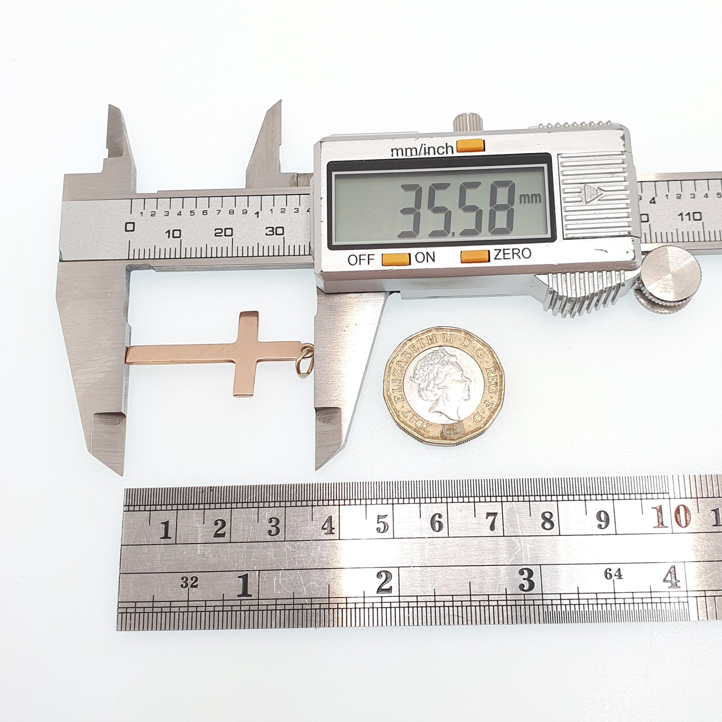 Antique 9ct 9k Rose Gold Cross Necklace Crucifix Pendant Plain Smooth 1905 Hallmark Solid 375 Vintage Womens Mens Jewellery Jewelry